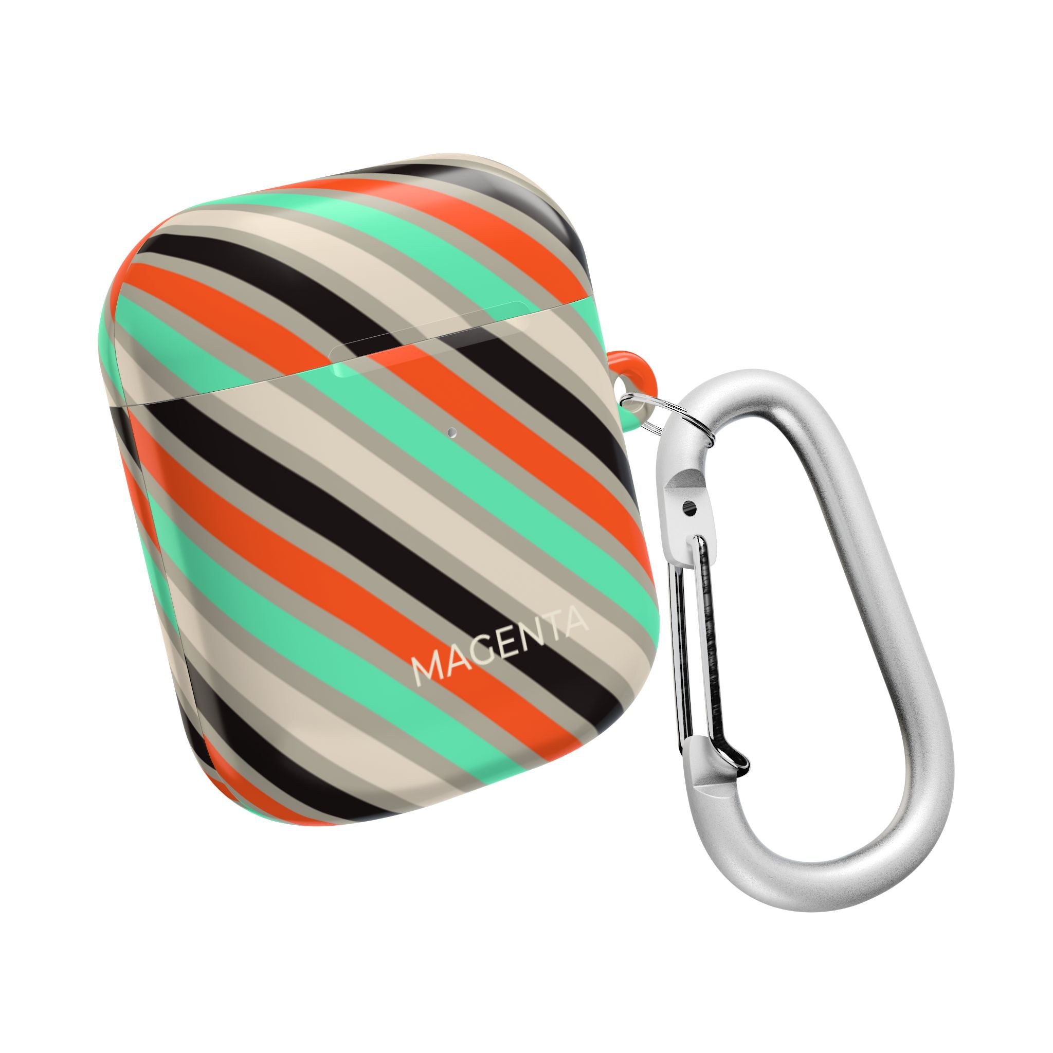 Mint-Coral Stripes AirPods Case