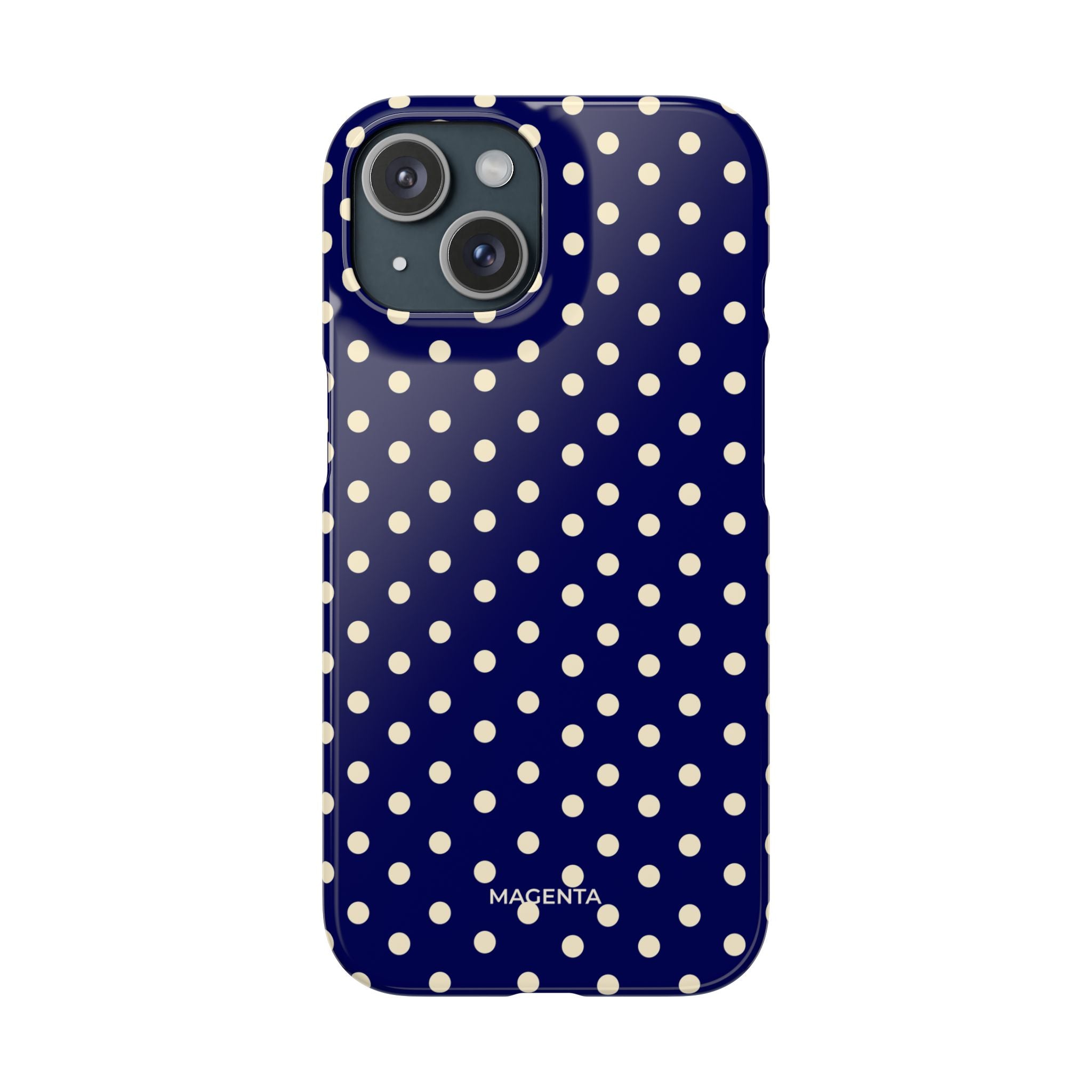 Cream on Navy Polka Dot Snap Case