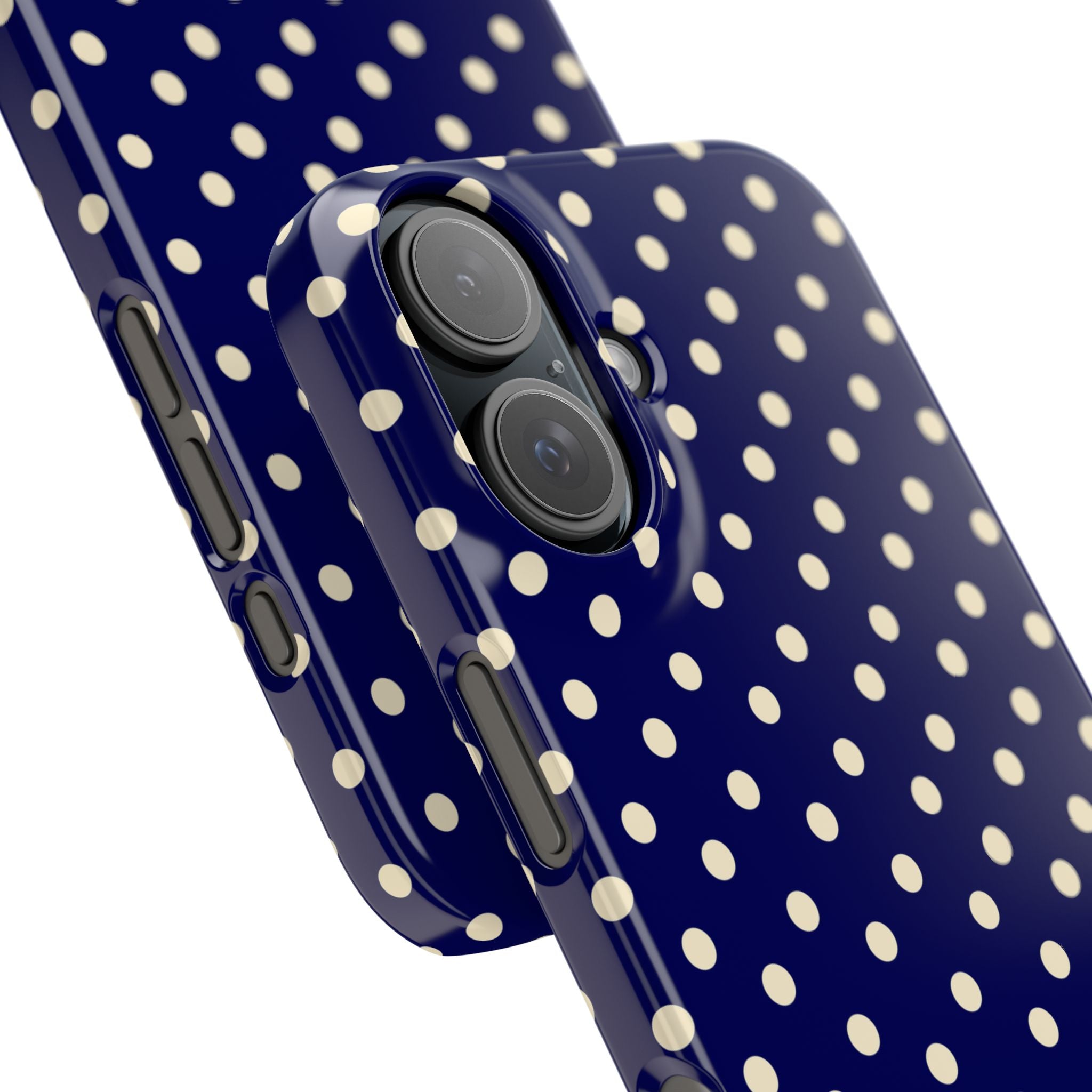 Cream on Navy Polka Dot Snap Case
