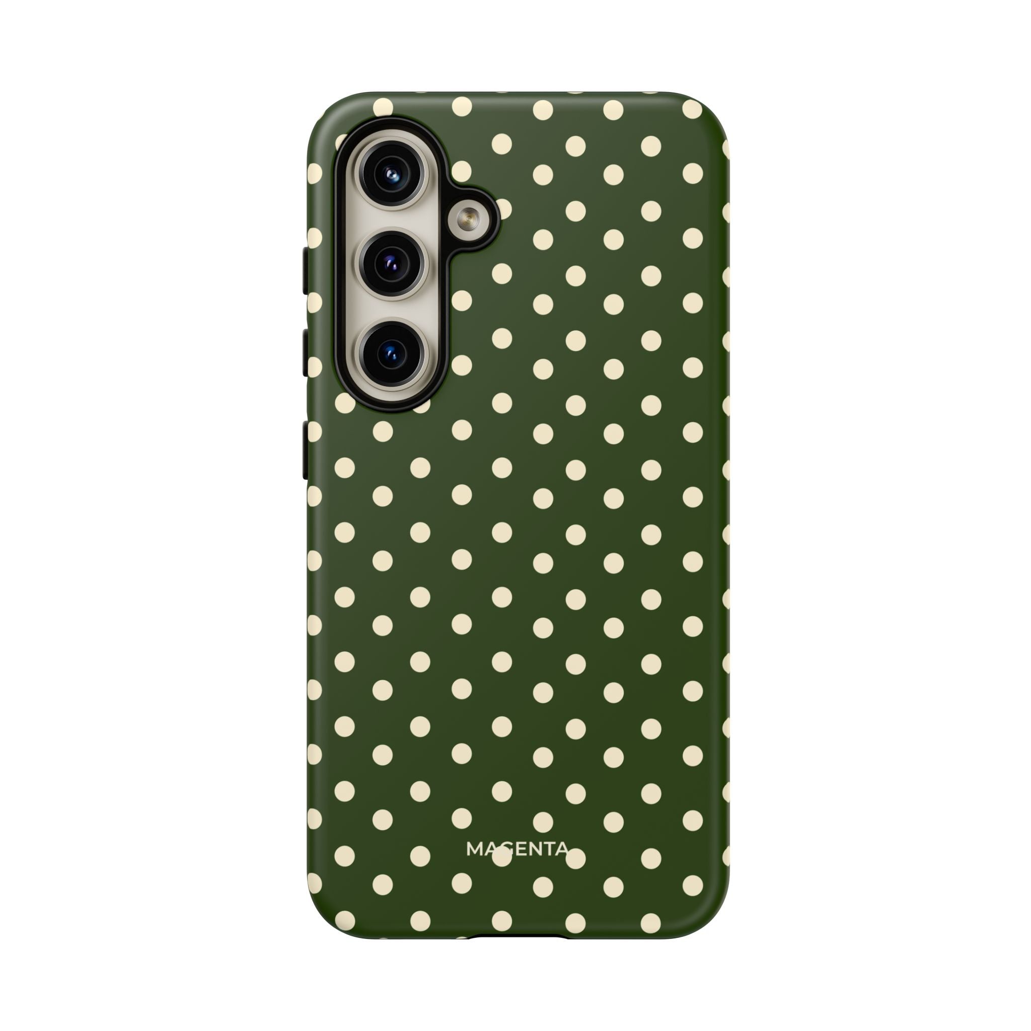 Cream On Dark Olive Polka Dot Tough Case