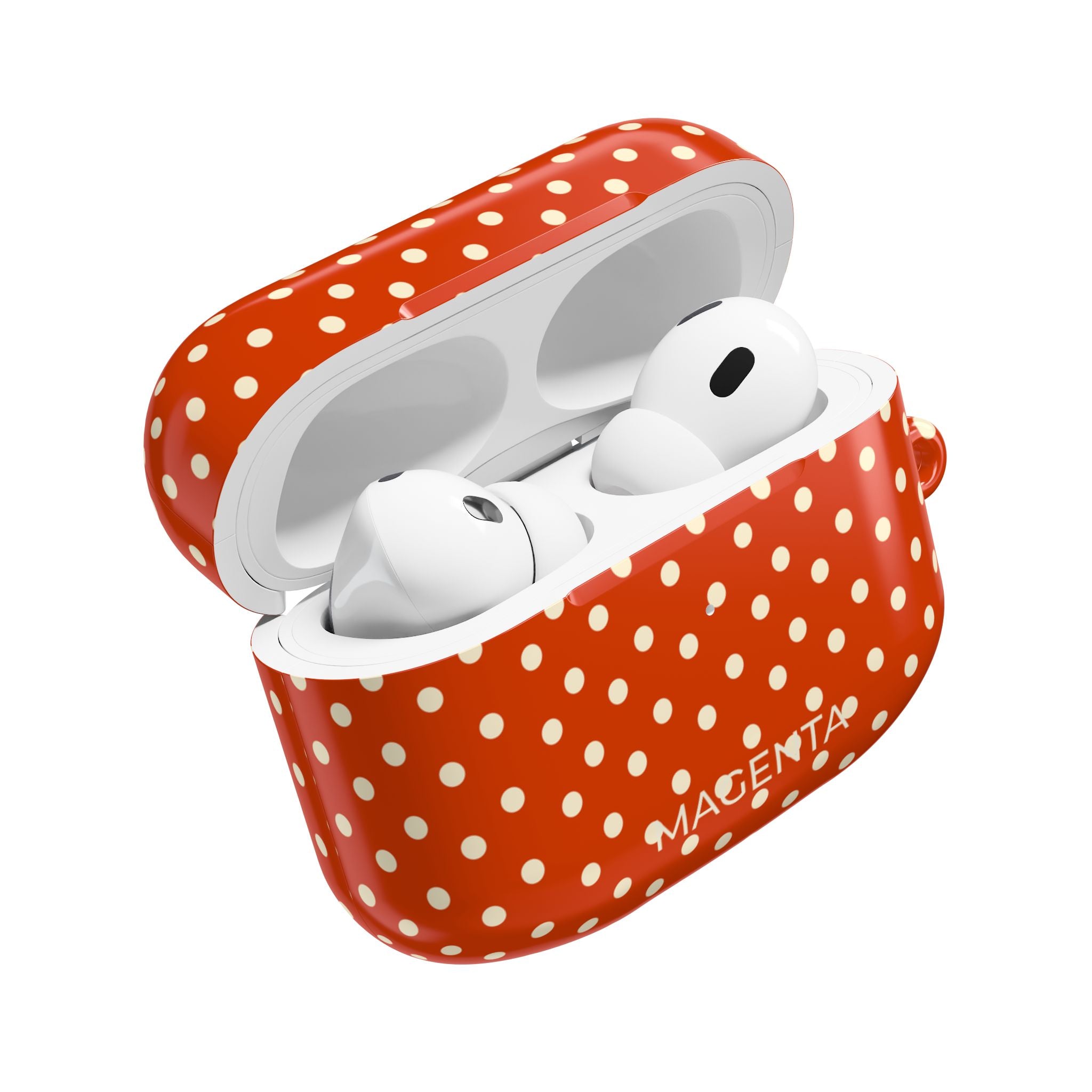 Cream On Dark Orange Red Polka Dots AirPods Pro Gen 1 Case