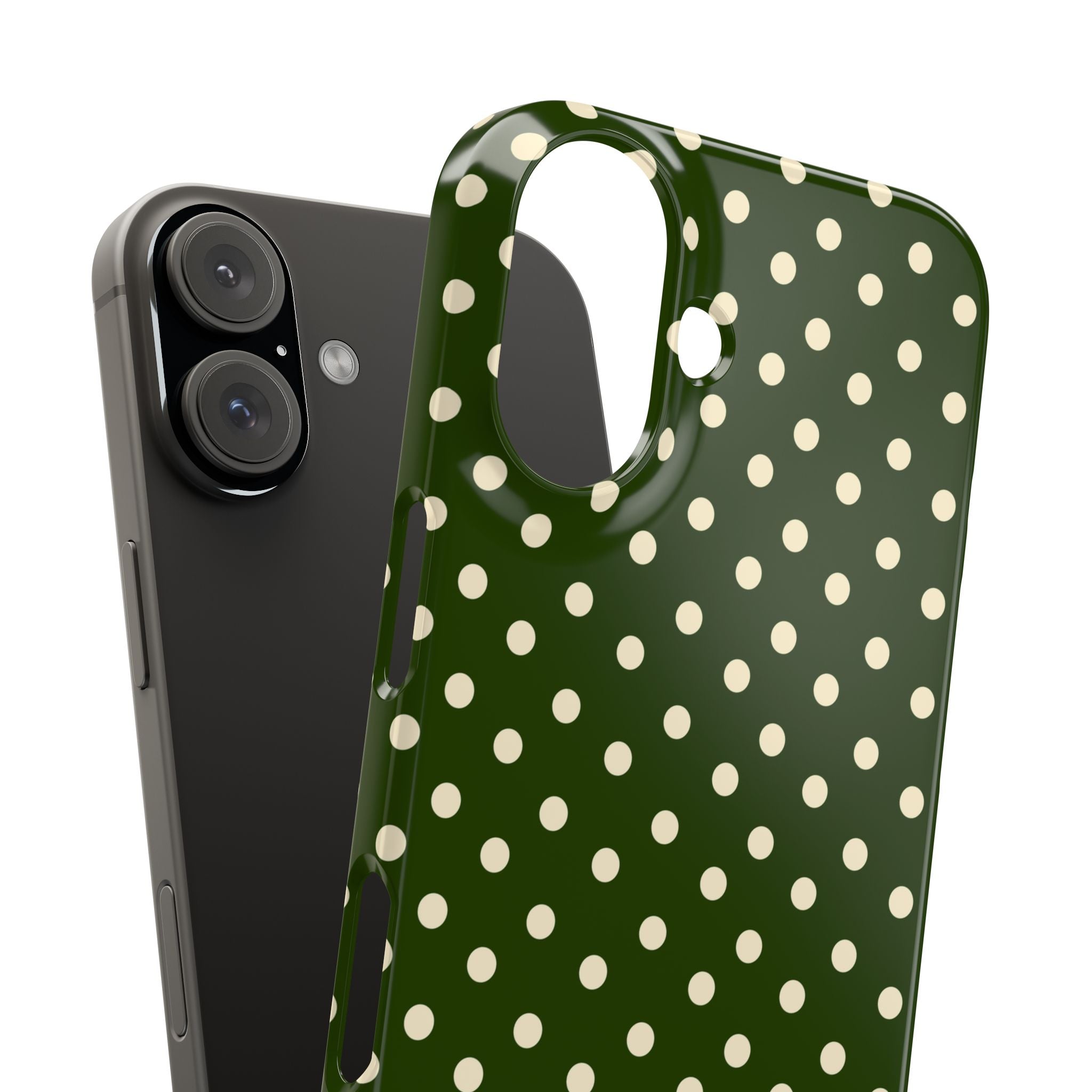Cream on Dark Olive Polka Dot Snap Case