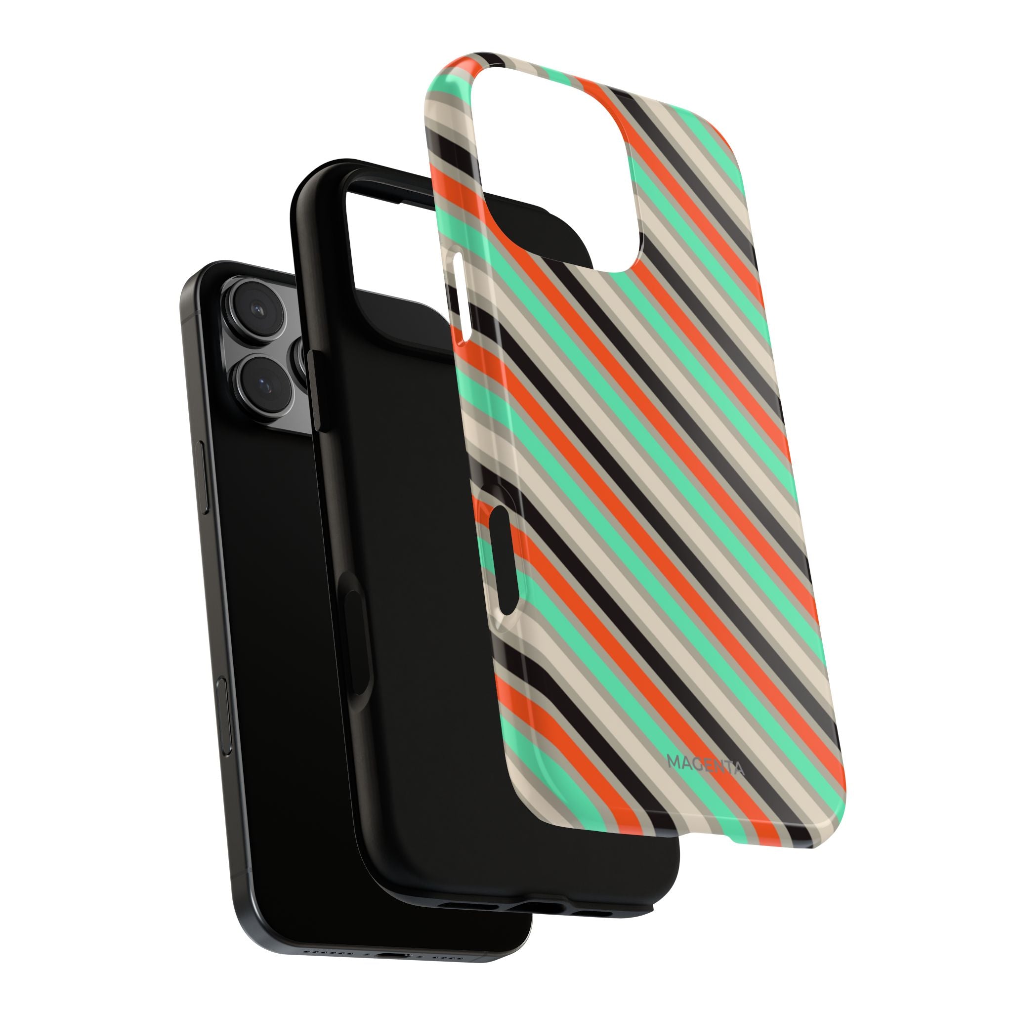 Mint-Coral Stripes Tough Case