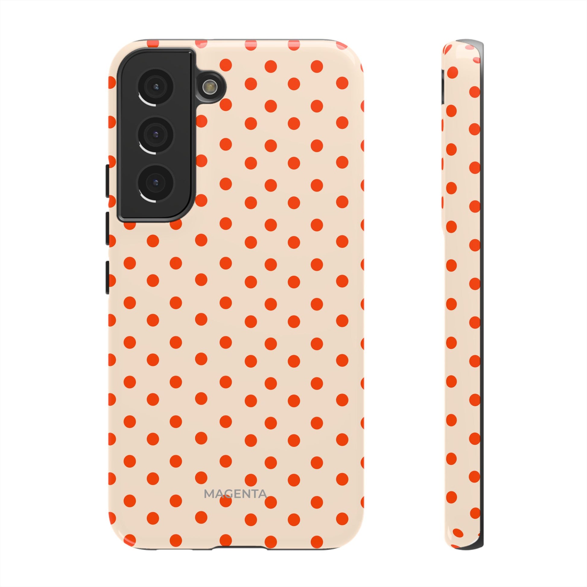 Orange Red On Cream Polka Dot Tough Case