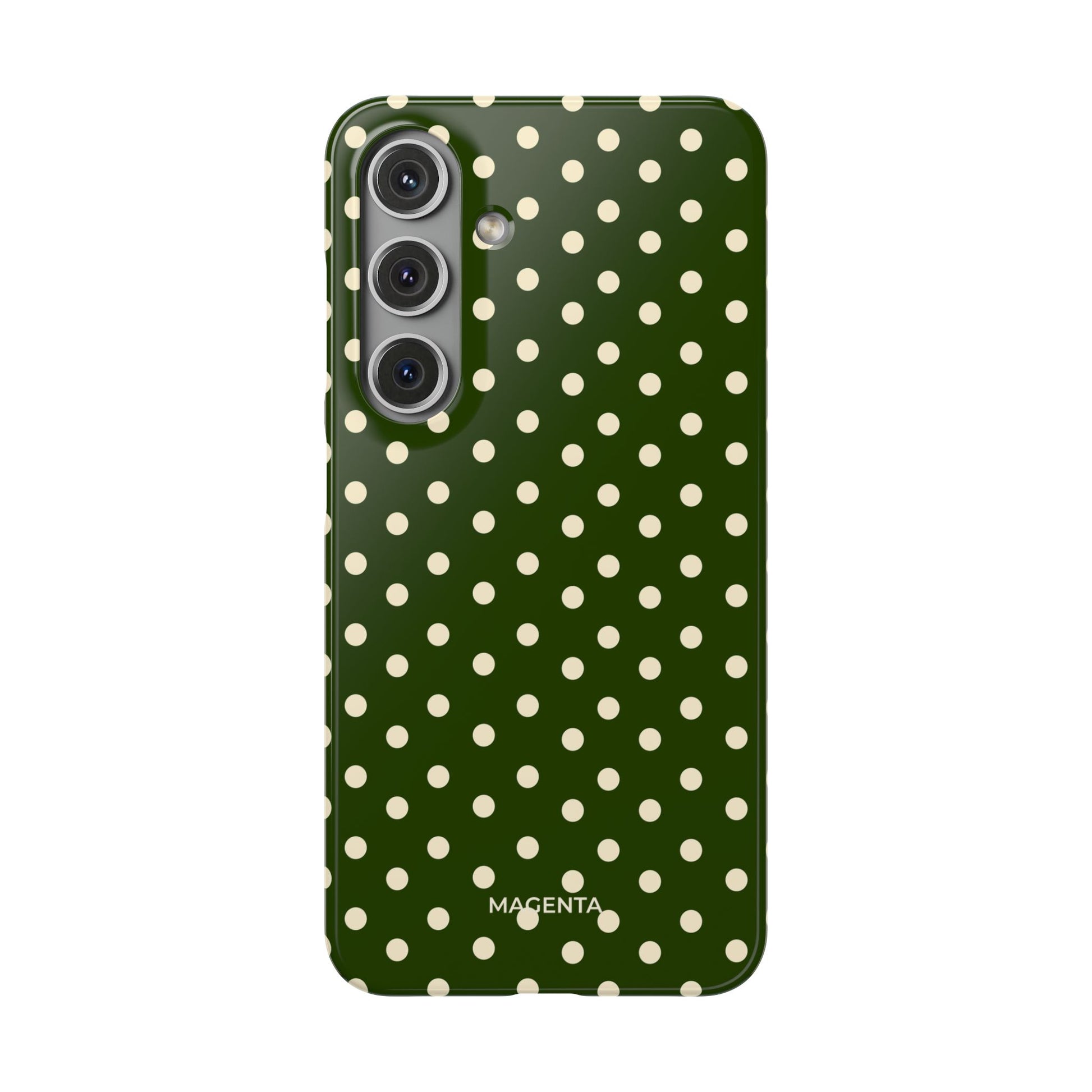 Cream On Dark Olive Polka Dot Snap Case