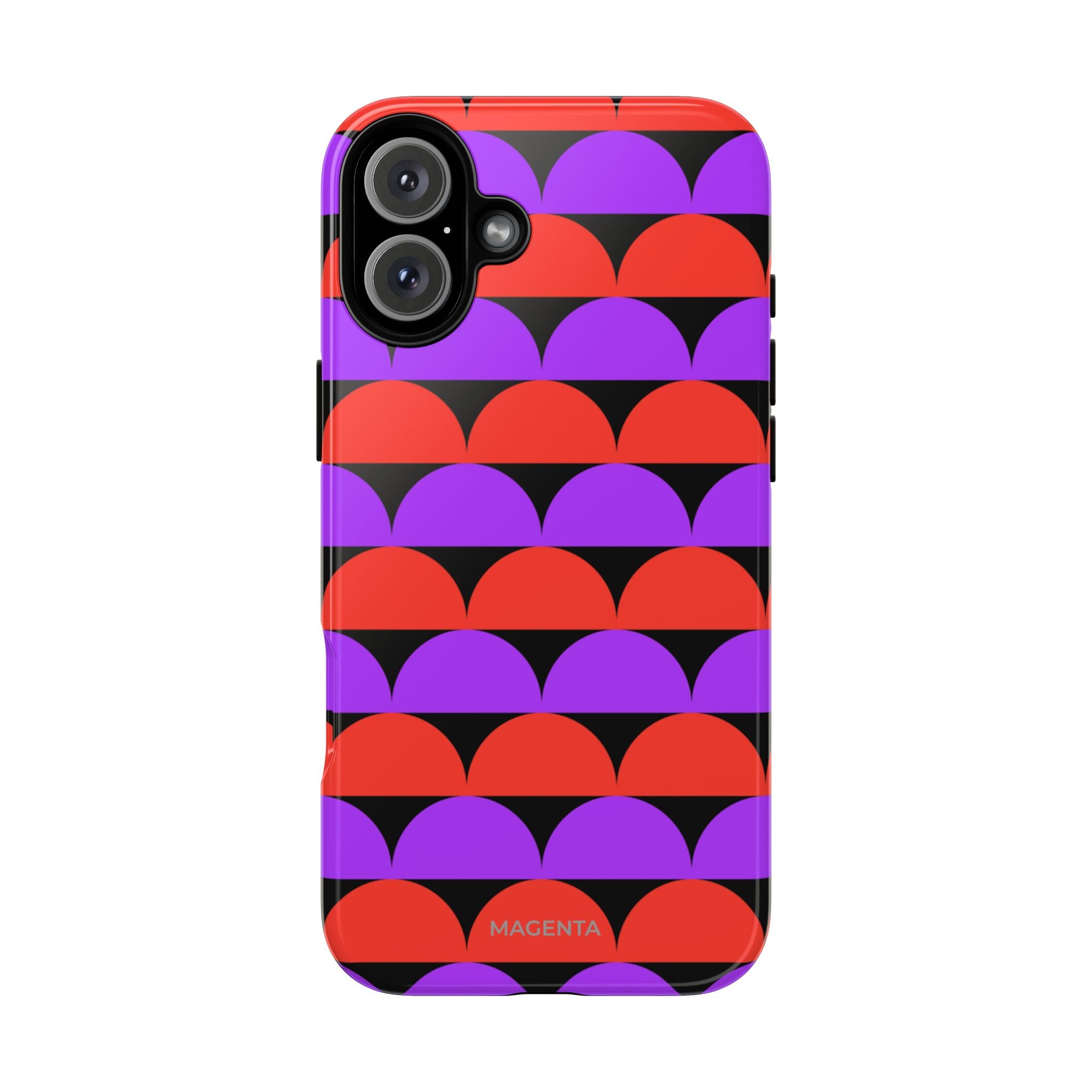 Half-Circles Purple-Red on Black Tough Case
