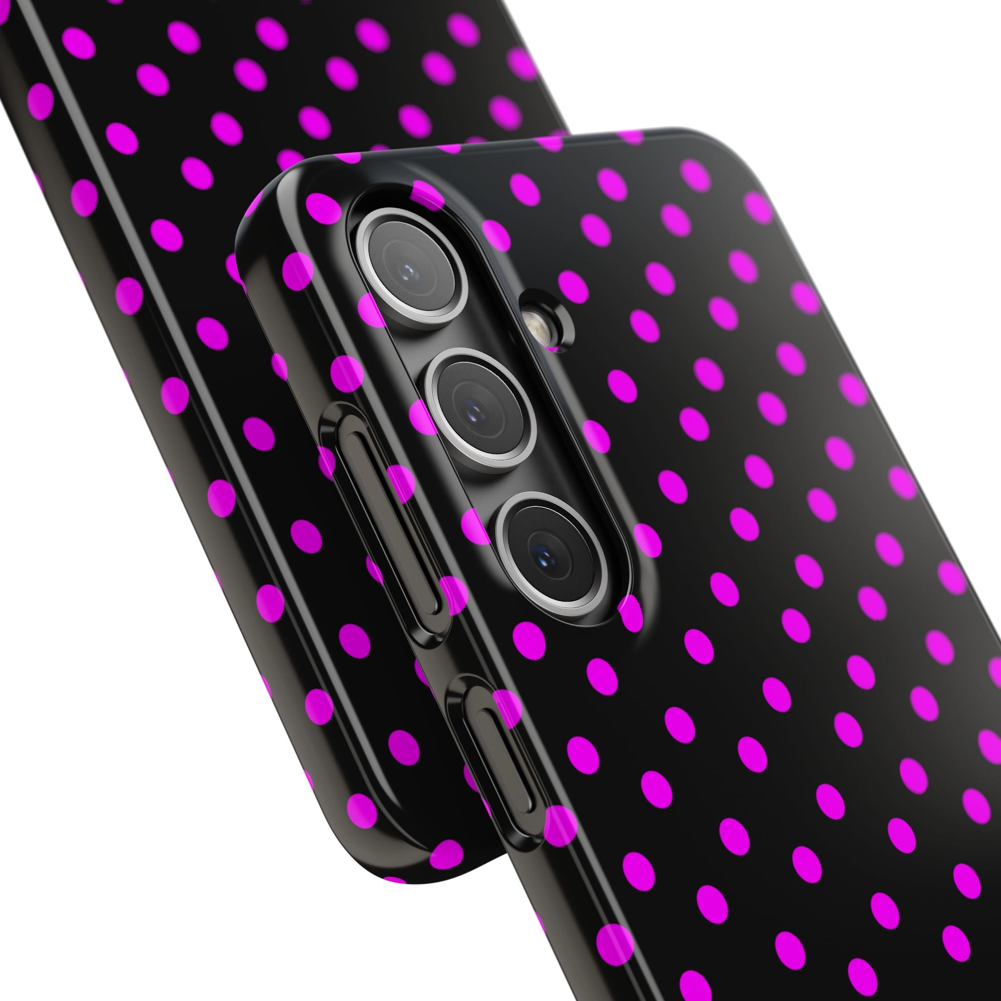 Magenta On Black Polka Dot Snap Case