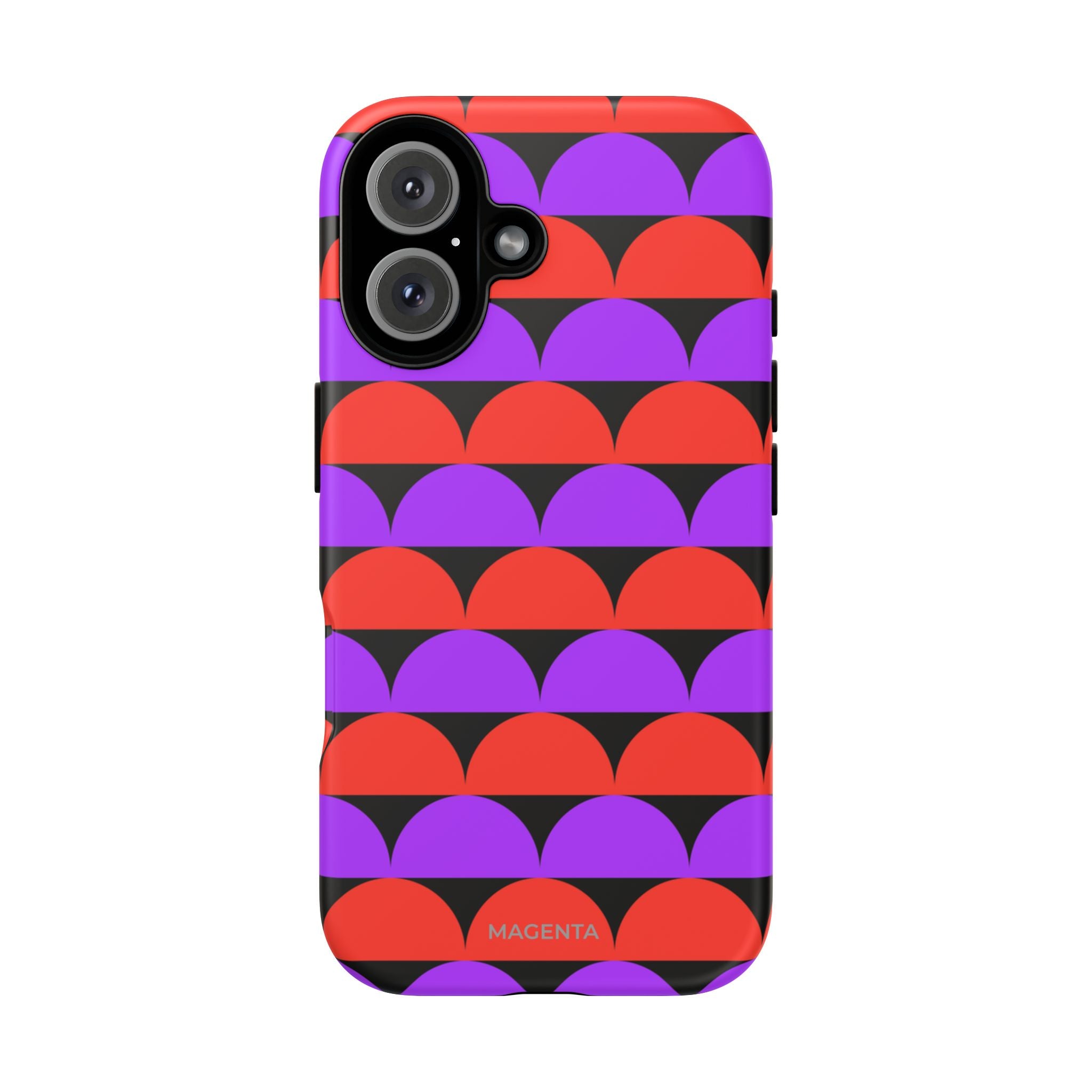 Half-Circles Purple-Red on Black Tough Case