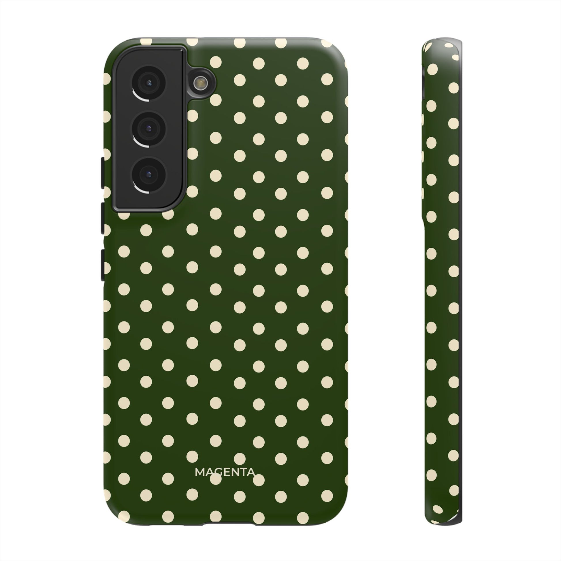 Cream On Dark Olive Polka Dot Tough Case