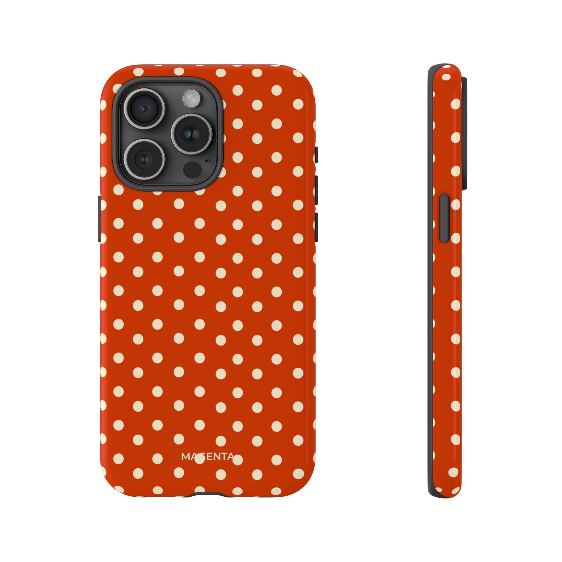Cream On Dark Orange Red Polka Dot Tough Case