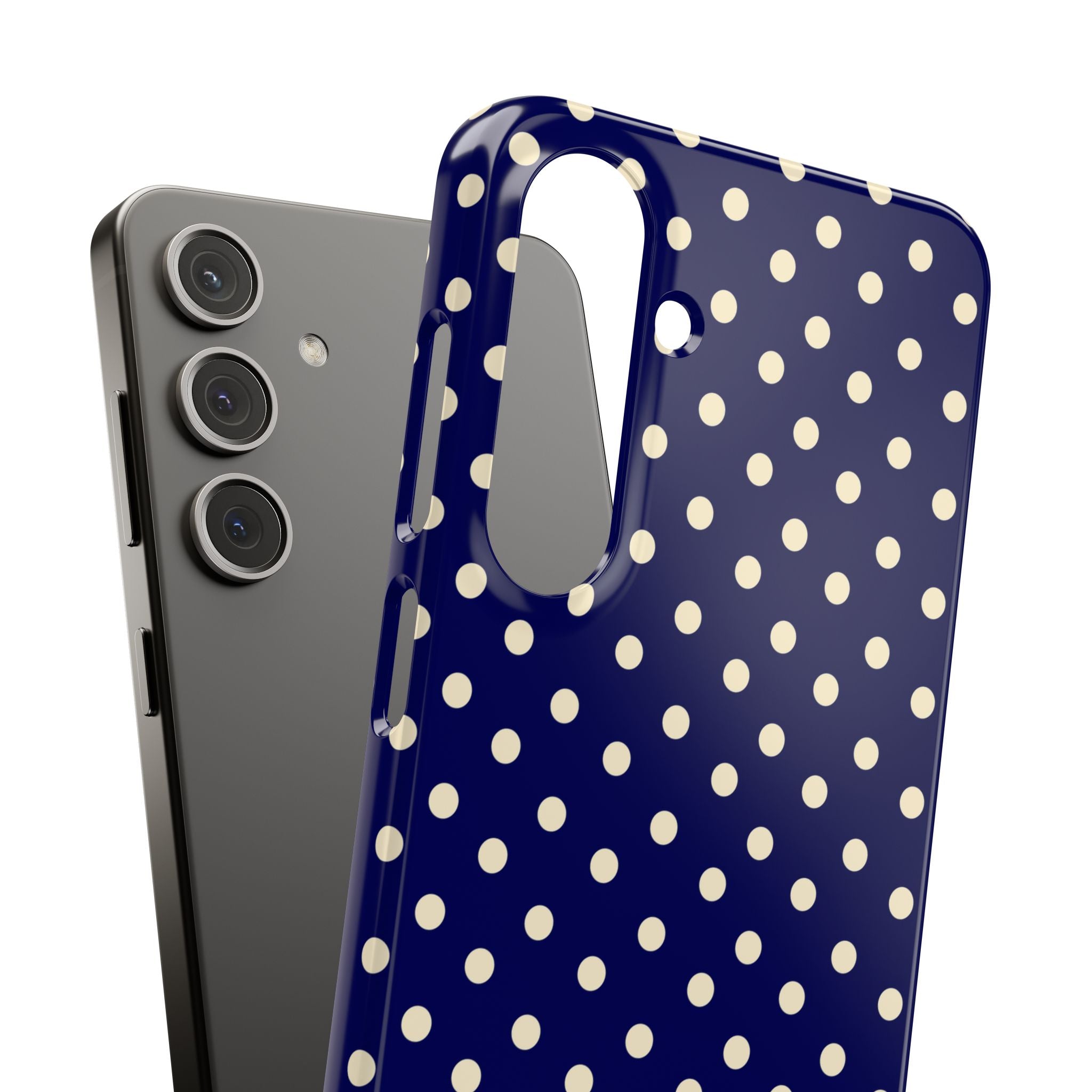 Cream On Navy Polka Dot Snap Case