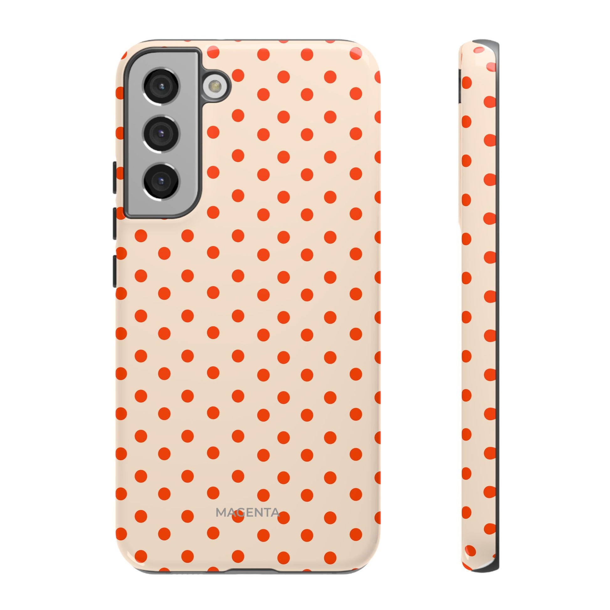Orange Red On Cream Polka Dot Tough Case