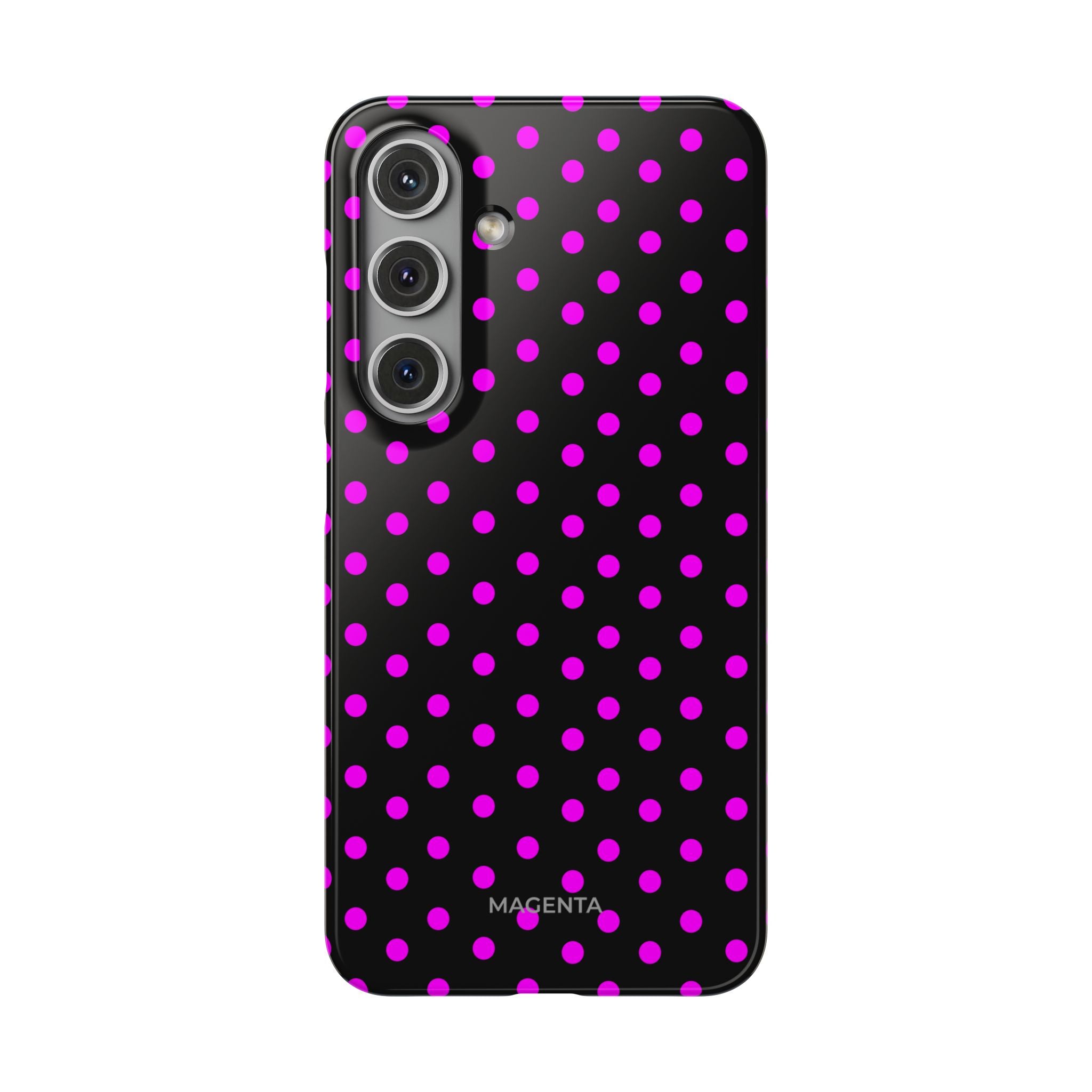Magenta On Black Polka Dot Snap Case