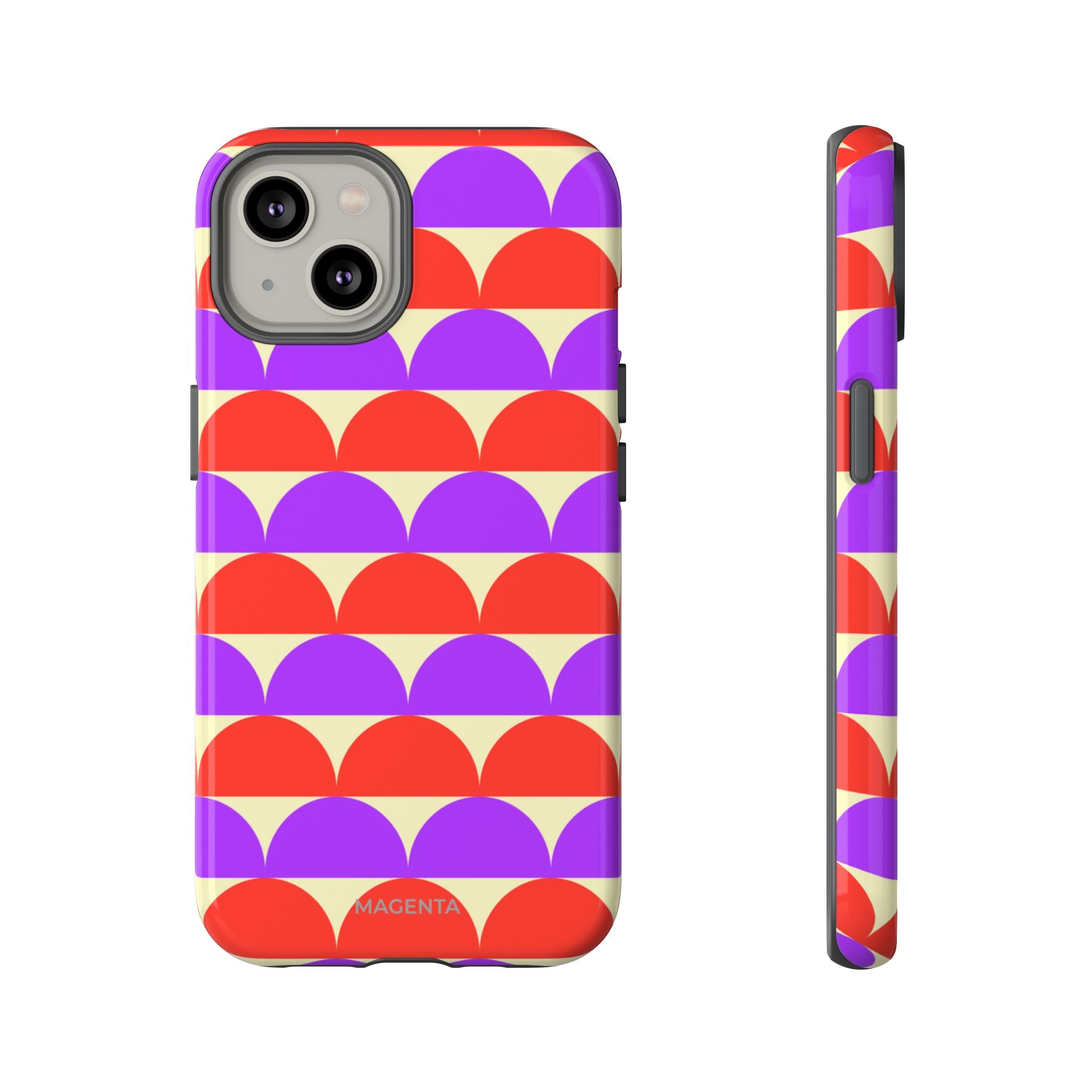 Half-Circles Purple-Red on Cream Tough Case