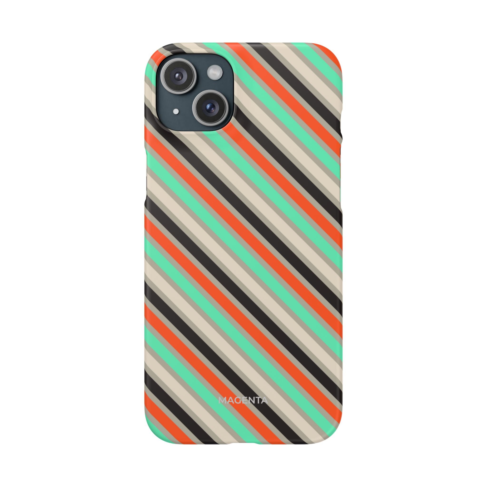 Mint-Coral Stripes Snap Case