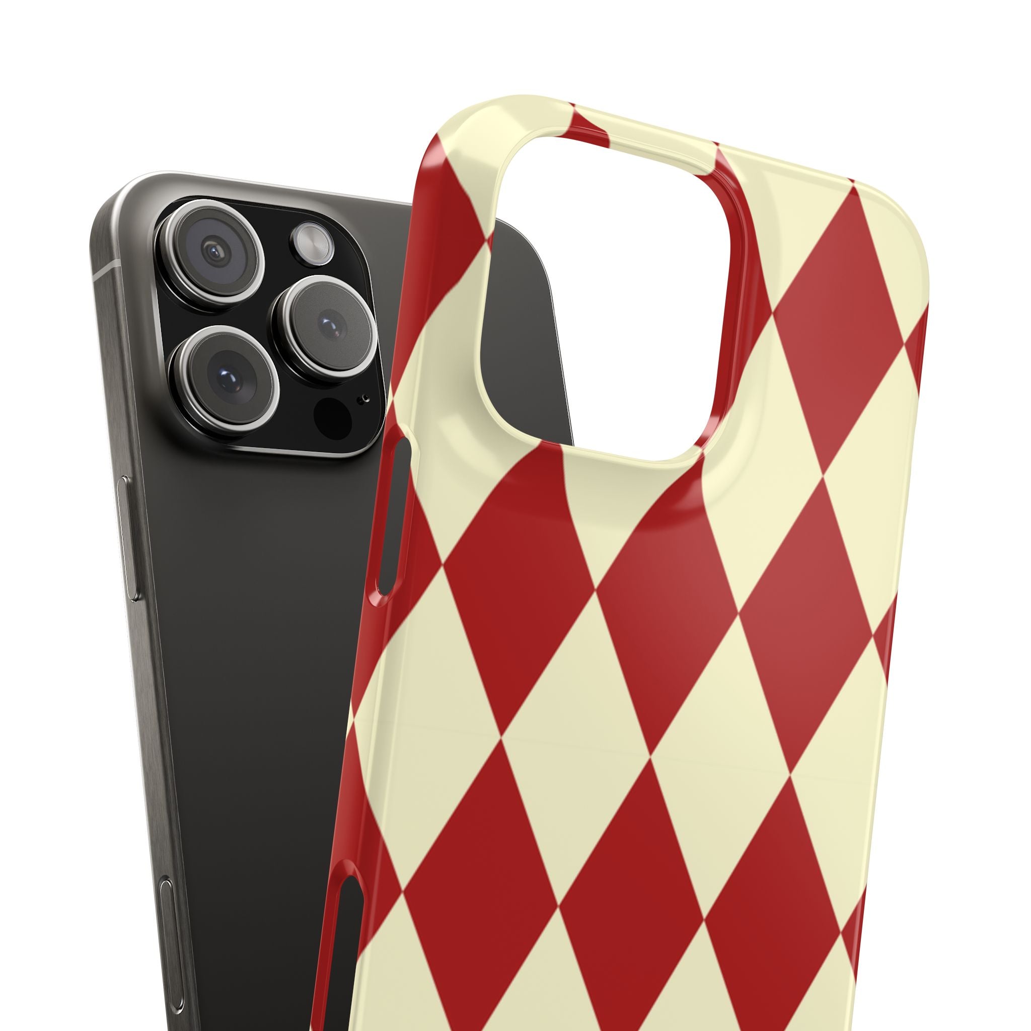 Maroon & Cream Geometric Snap Case