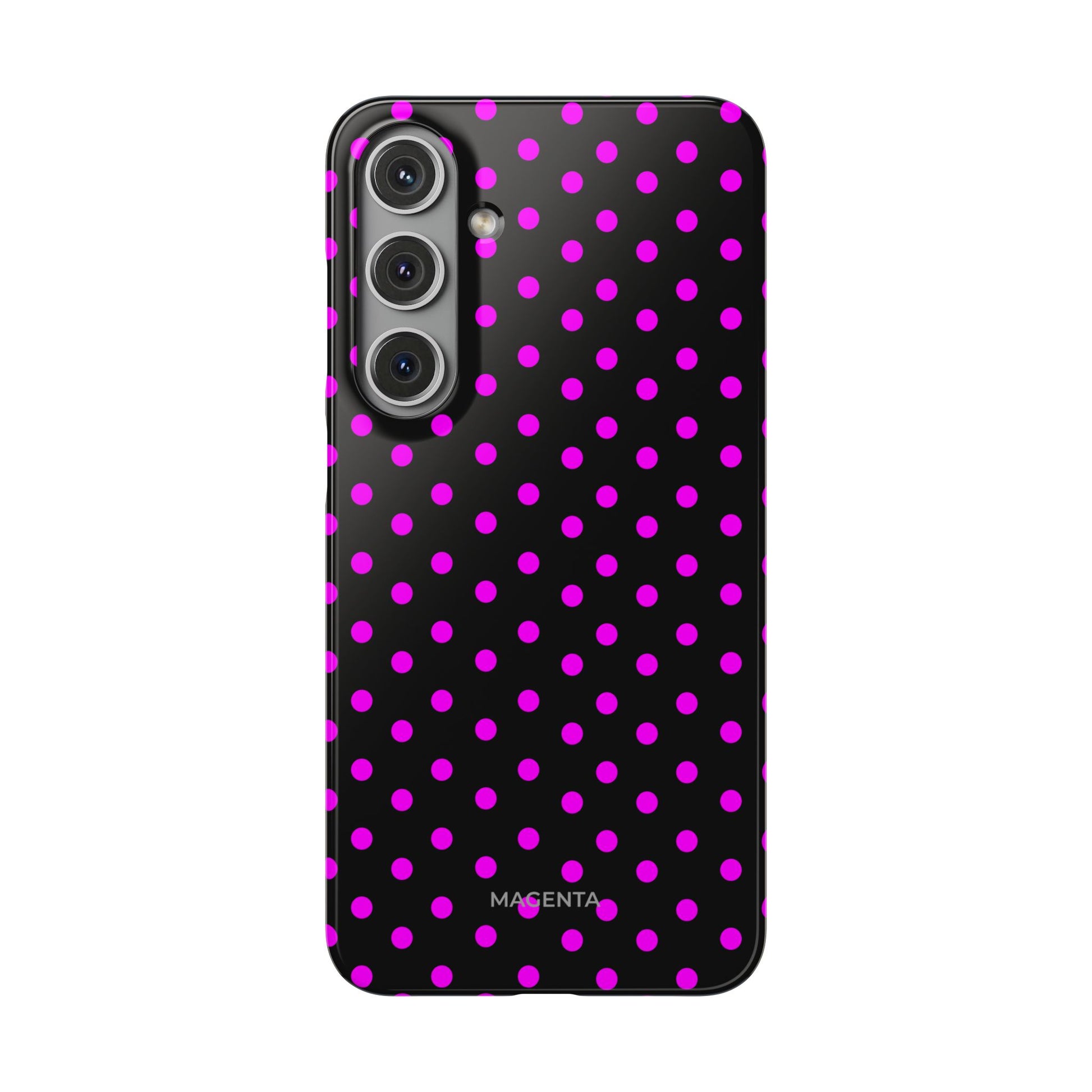 Magenta On Black Polka Dot Snap Case
