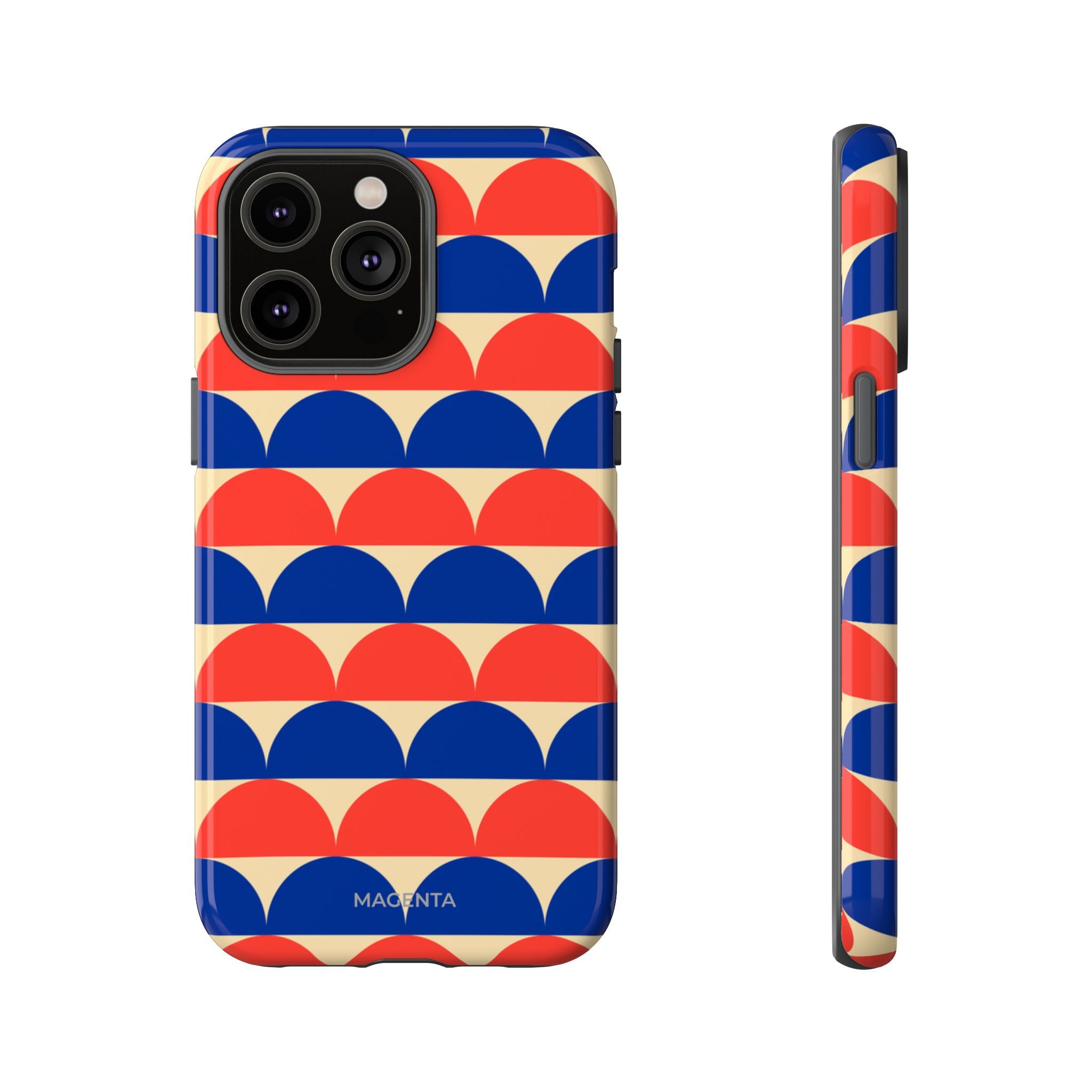 Half-Circles Blue-Red on Cream Tough Case