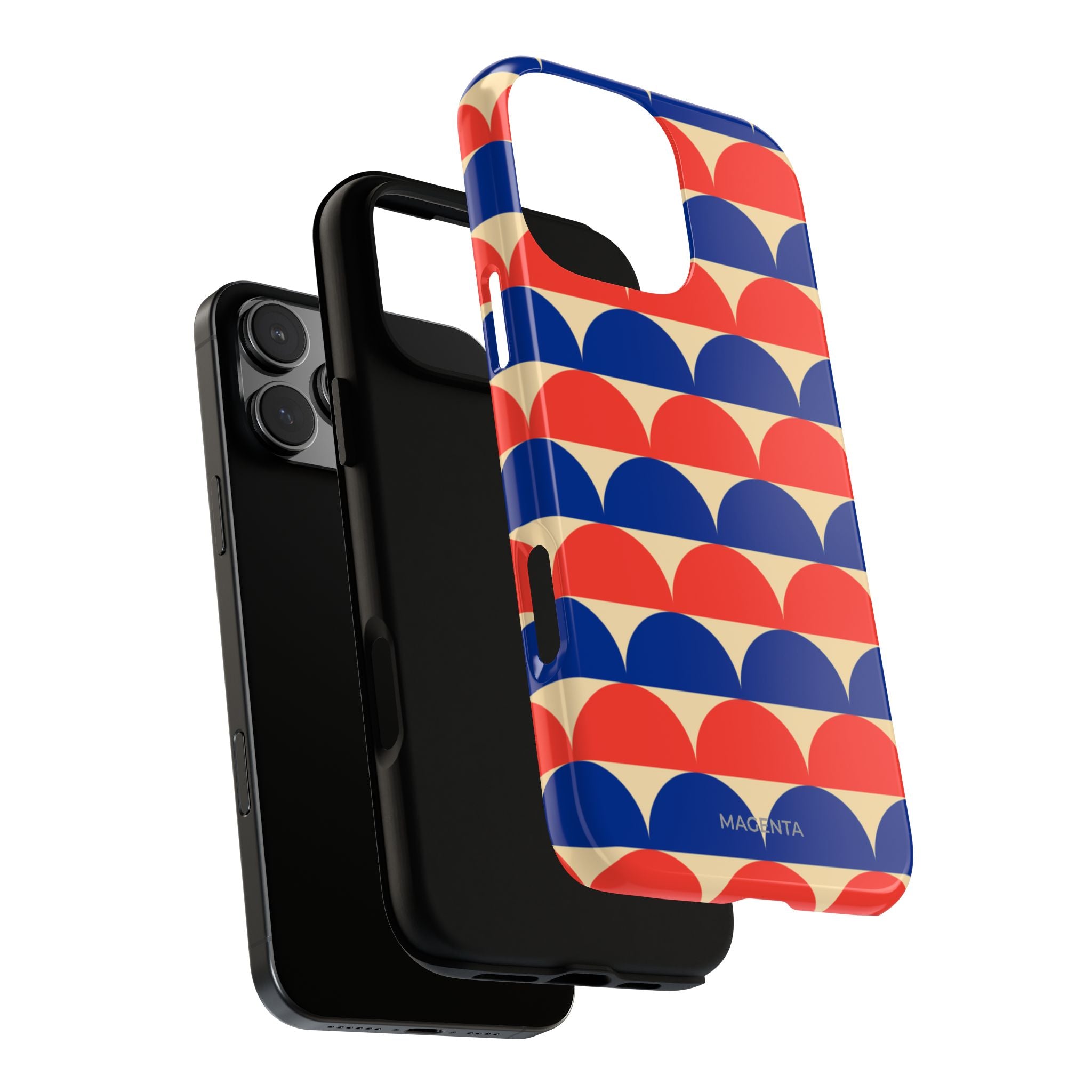 Half-Circles Blue-Red on Cream Tough Case