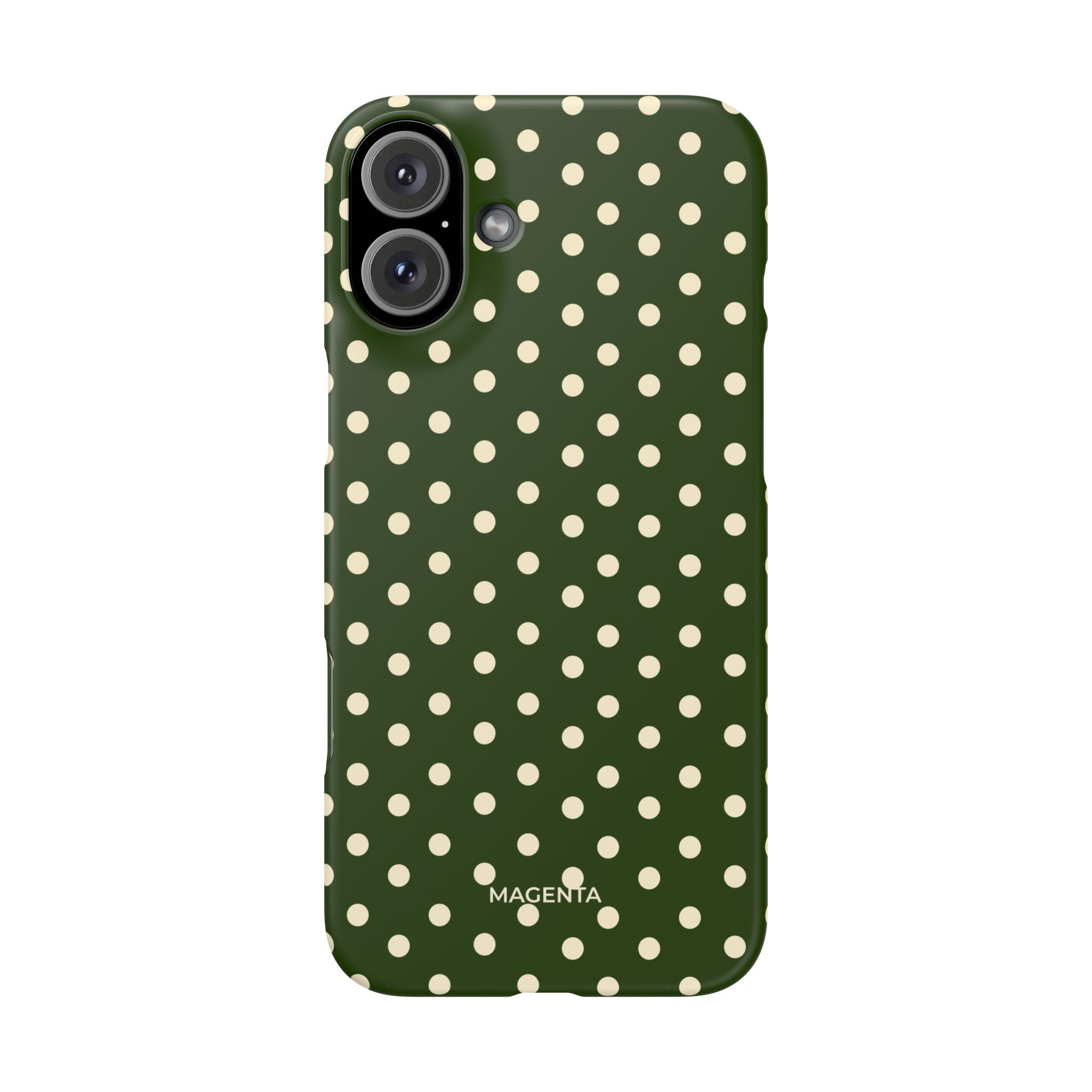 Cream on Dark Olive Polka Dot Snap Case