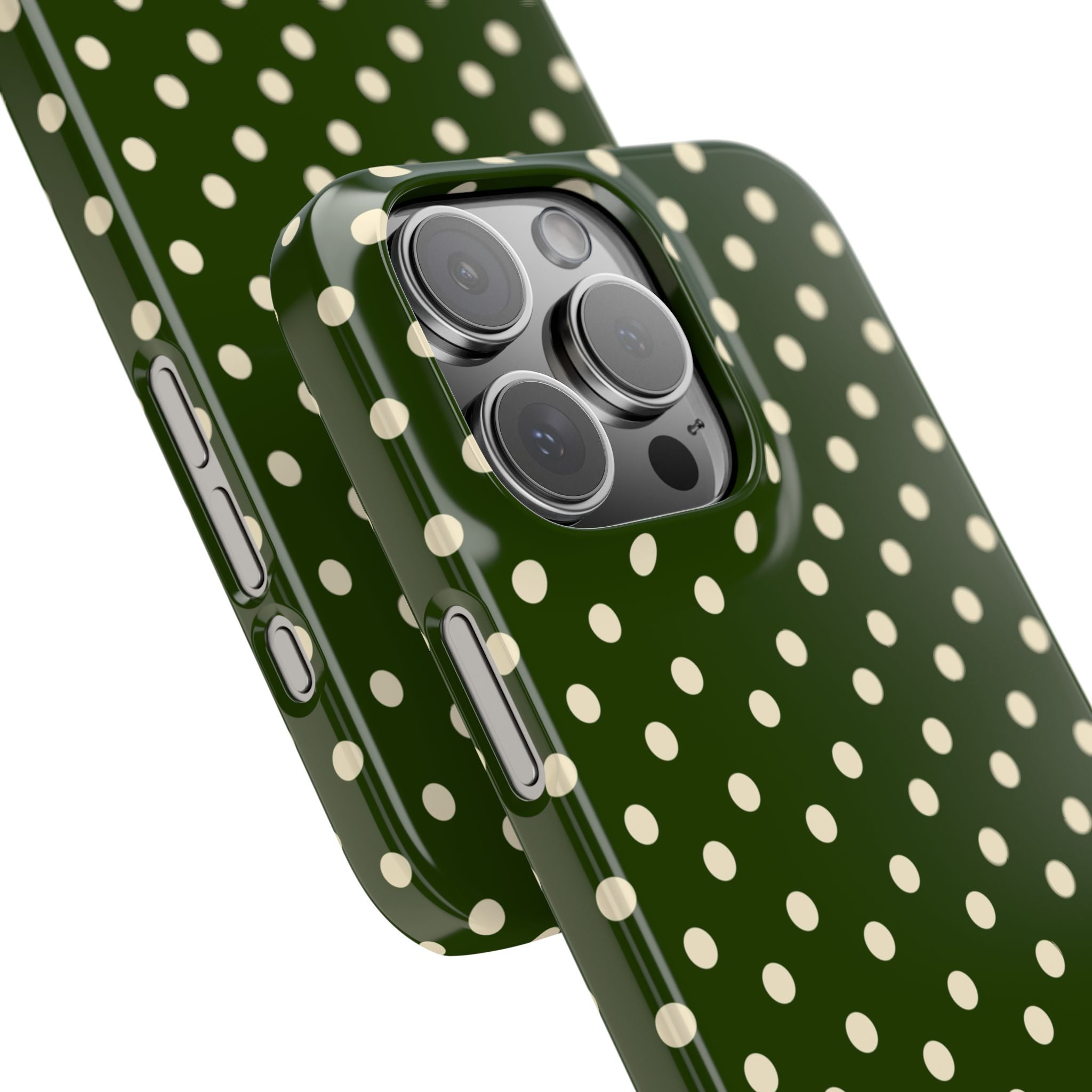 Cream on Dark Olive Polka Dot Snap Case
