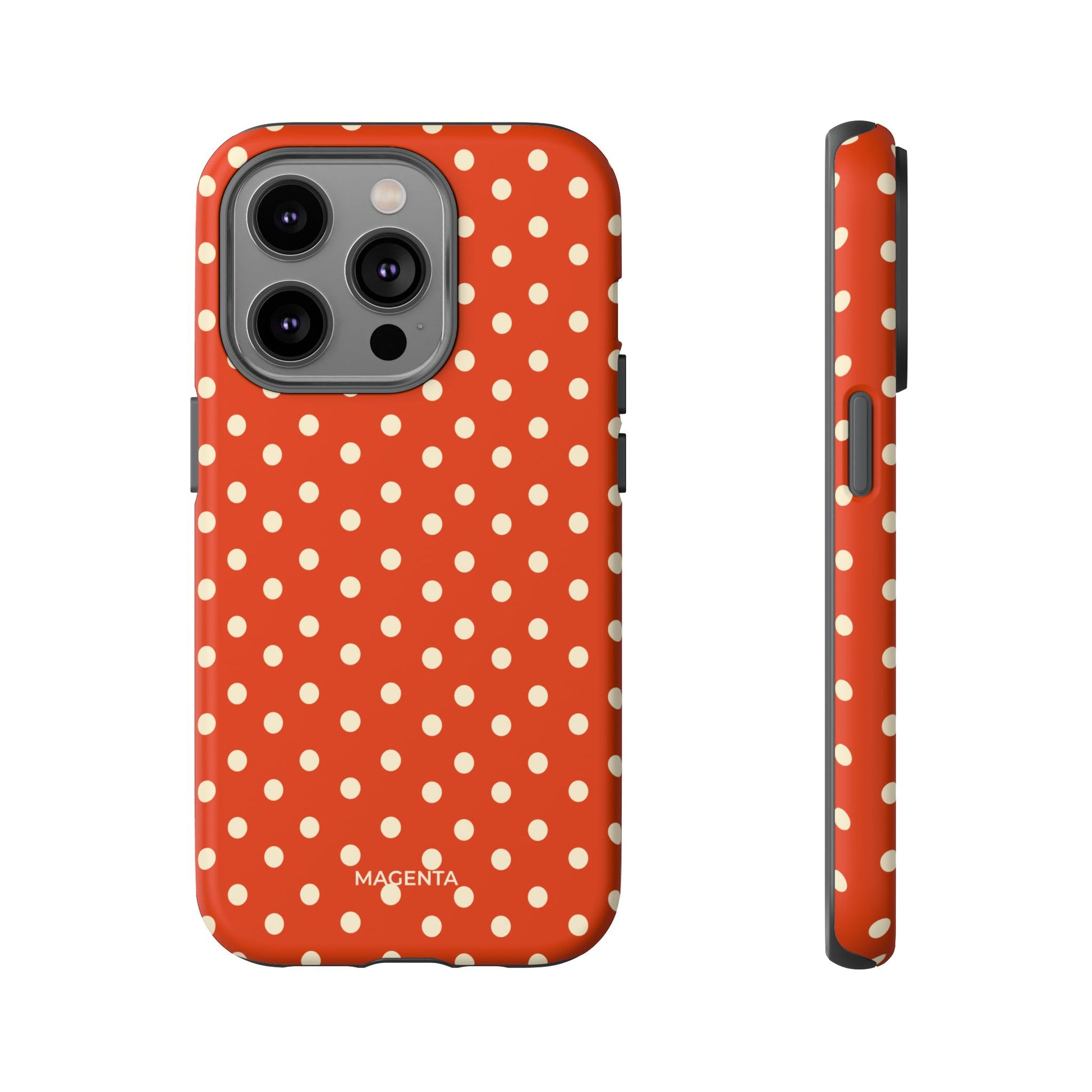Cream On Dark Orange Red Polka Dot Tough Case
