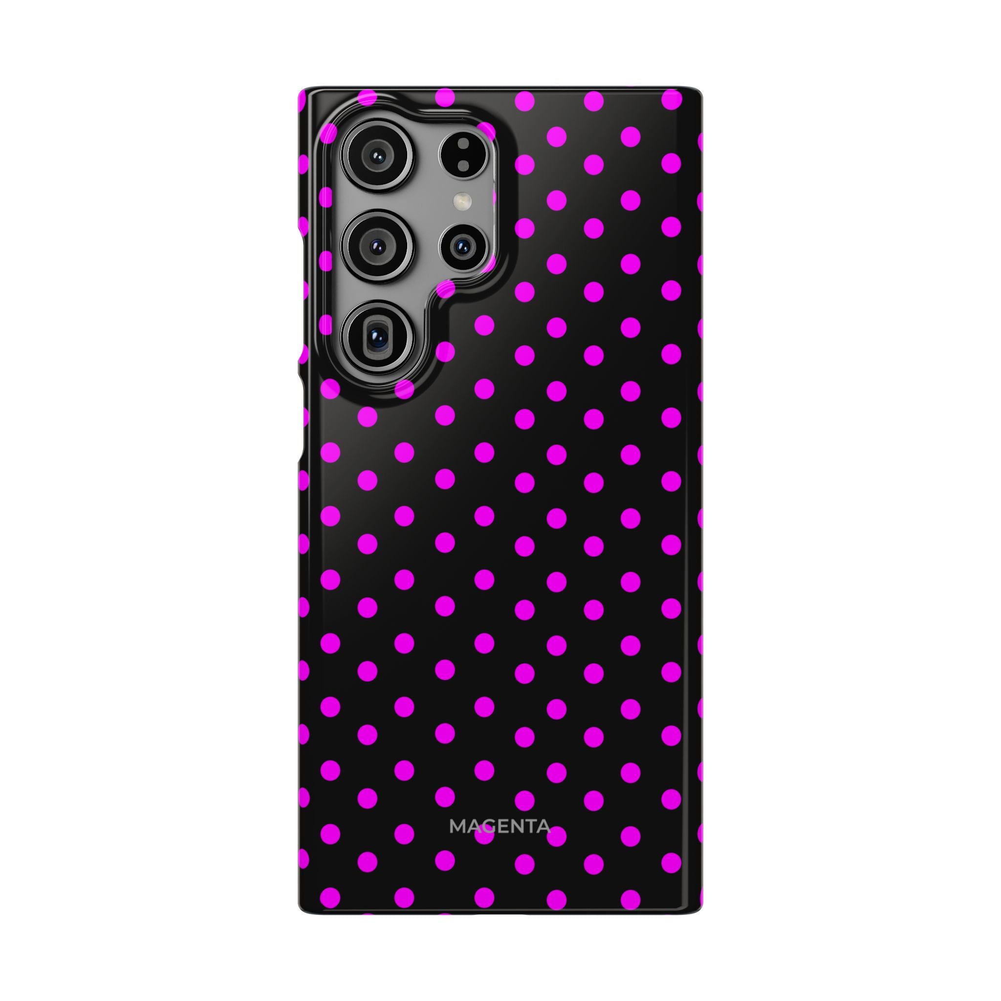 Magenta On Black Polka Dot Snap Case