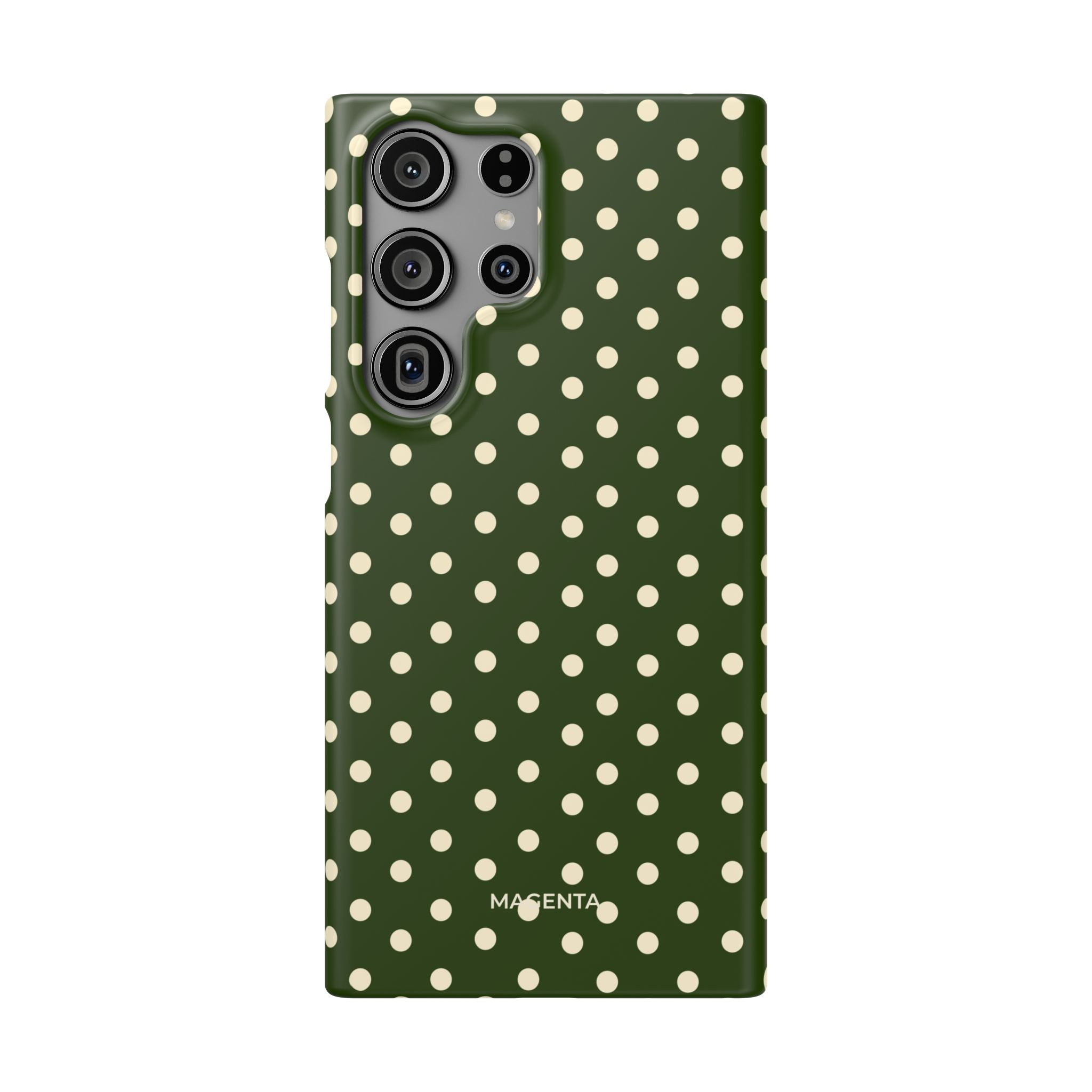 Cream On Dark Olive Polka Dot Snap Case