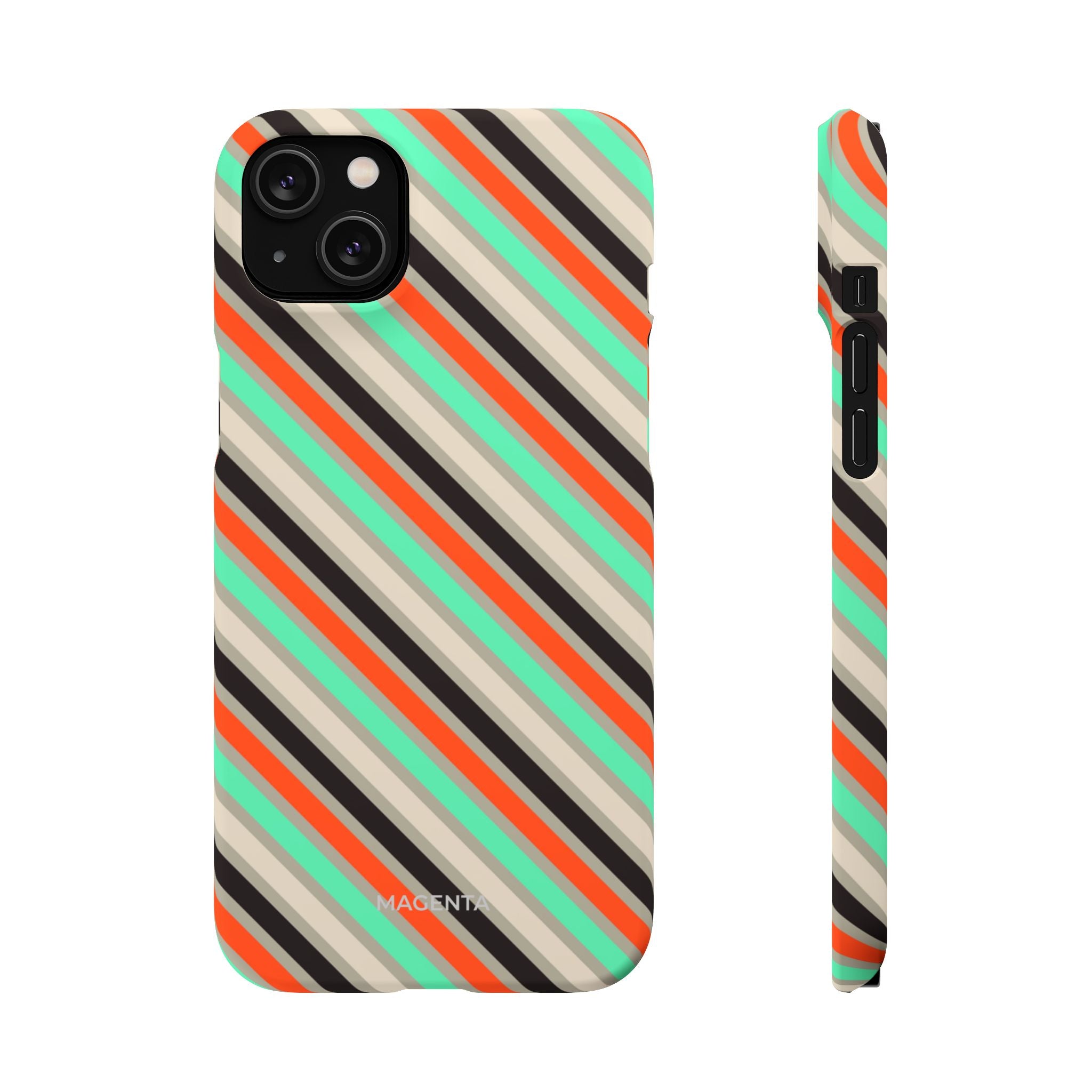 Mint-Coral Stripes Snap Case