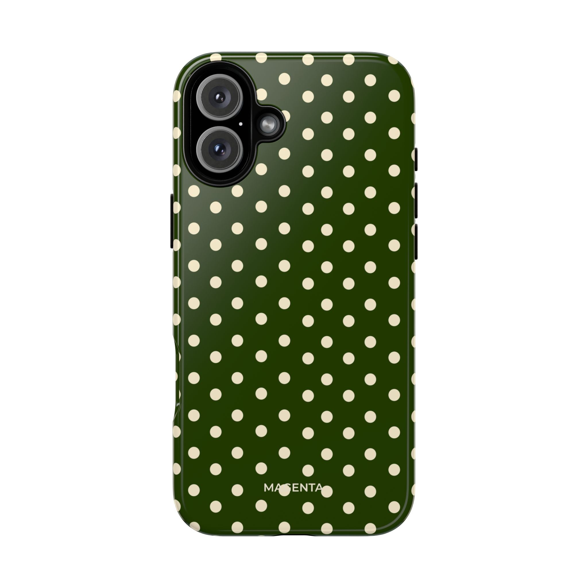 Cream On Dark Olive Polka Dot Tough Case