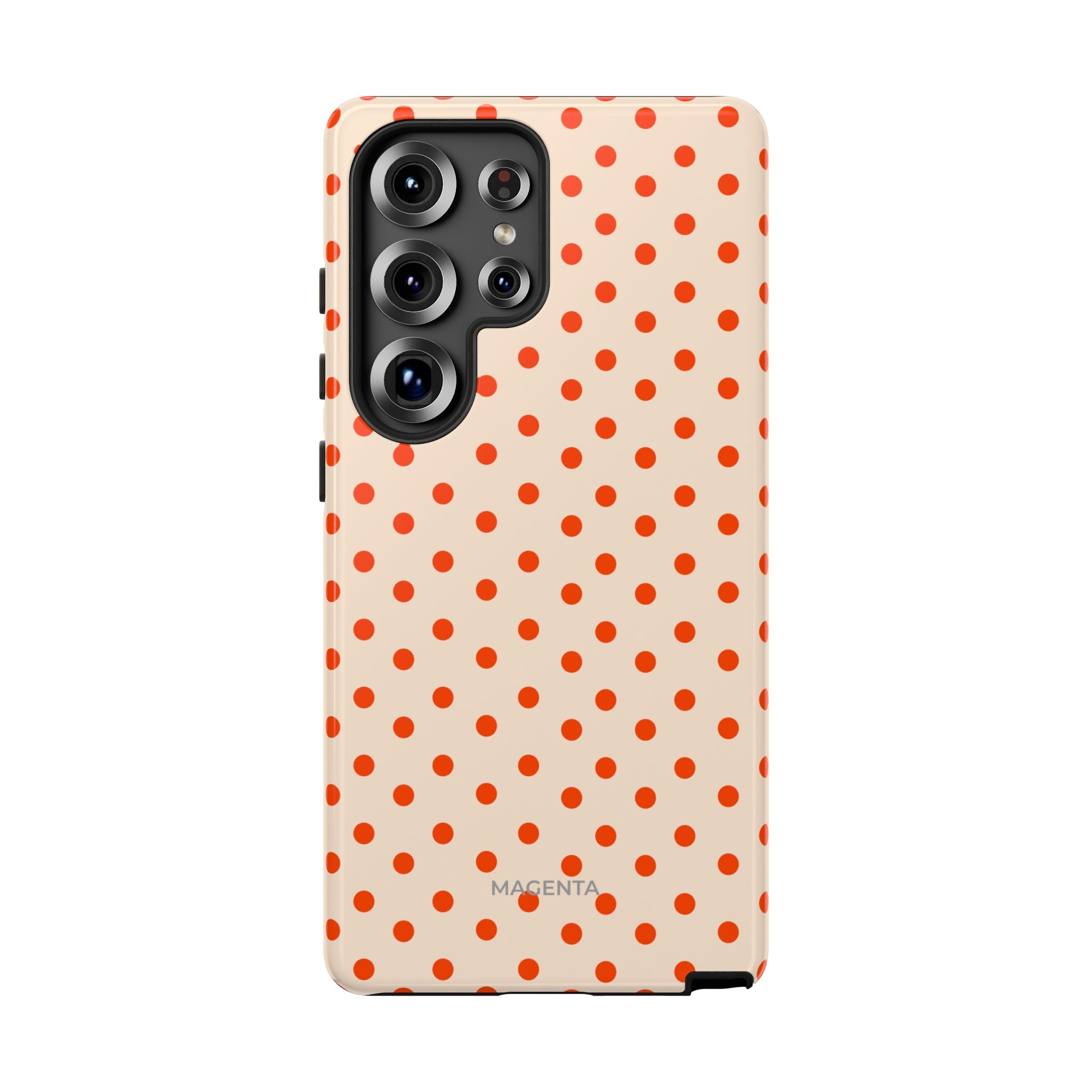 Orange Red On Cream Polka Dot Tough Case
