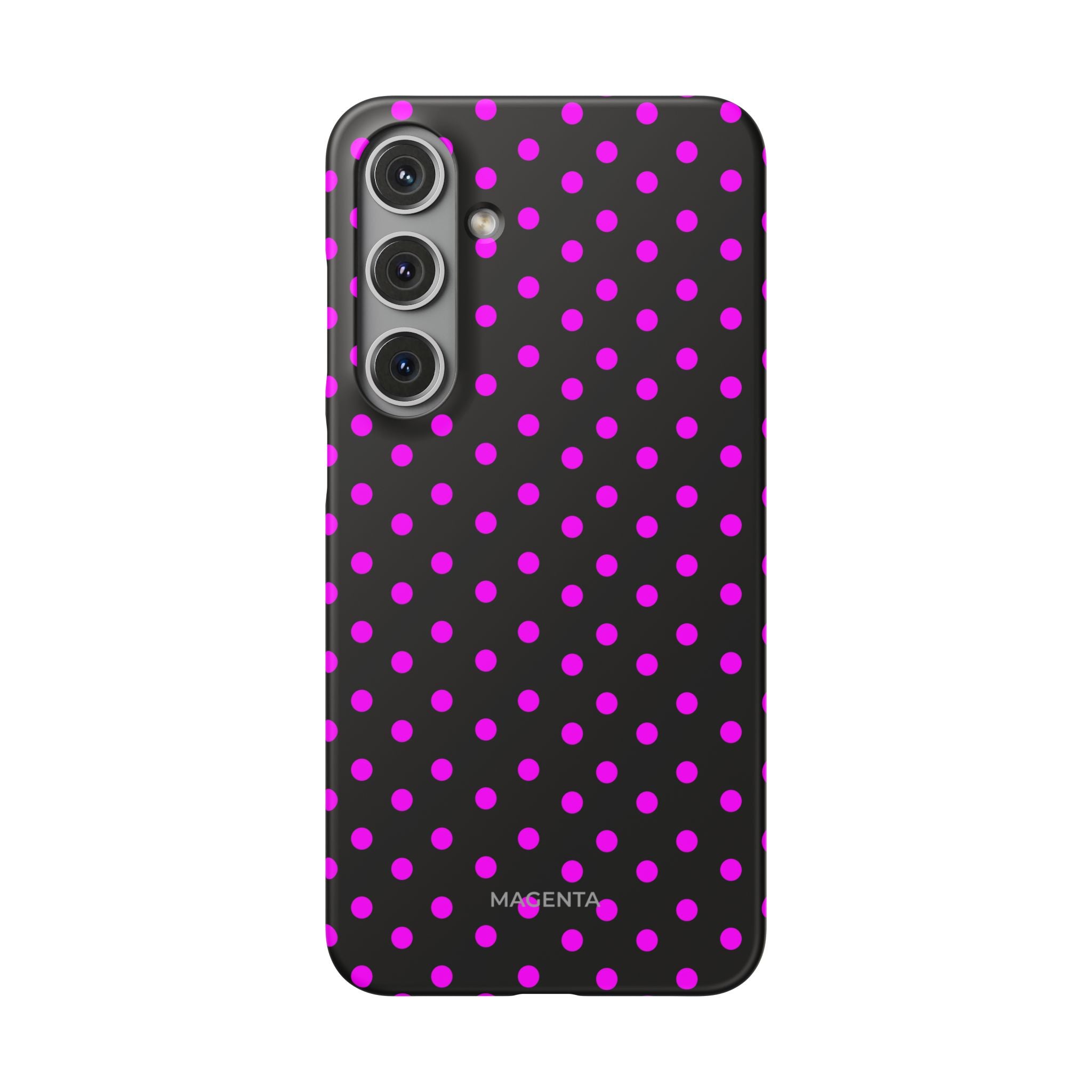 Magenta On Black Polka Dot Snap Case