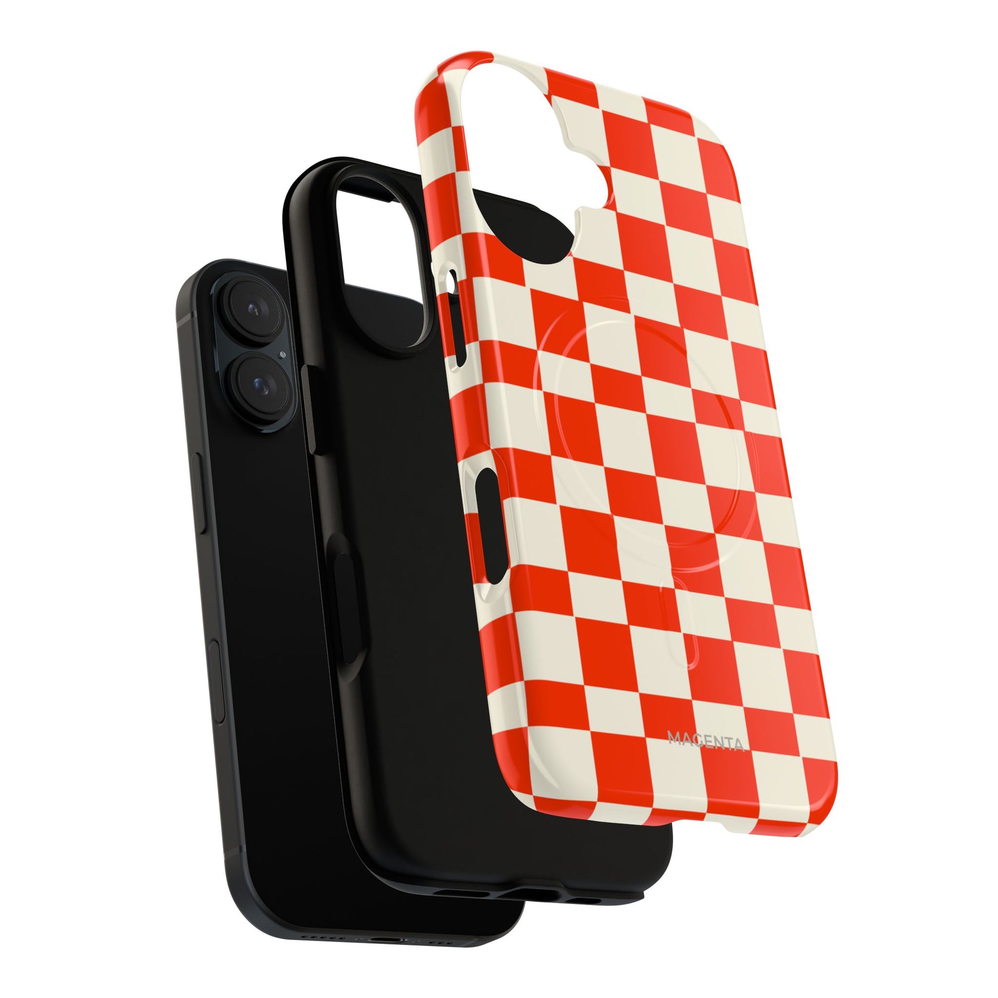 Red & Off White Check Tough Magnetic Case