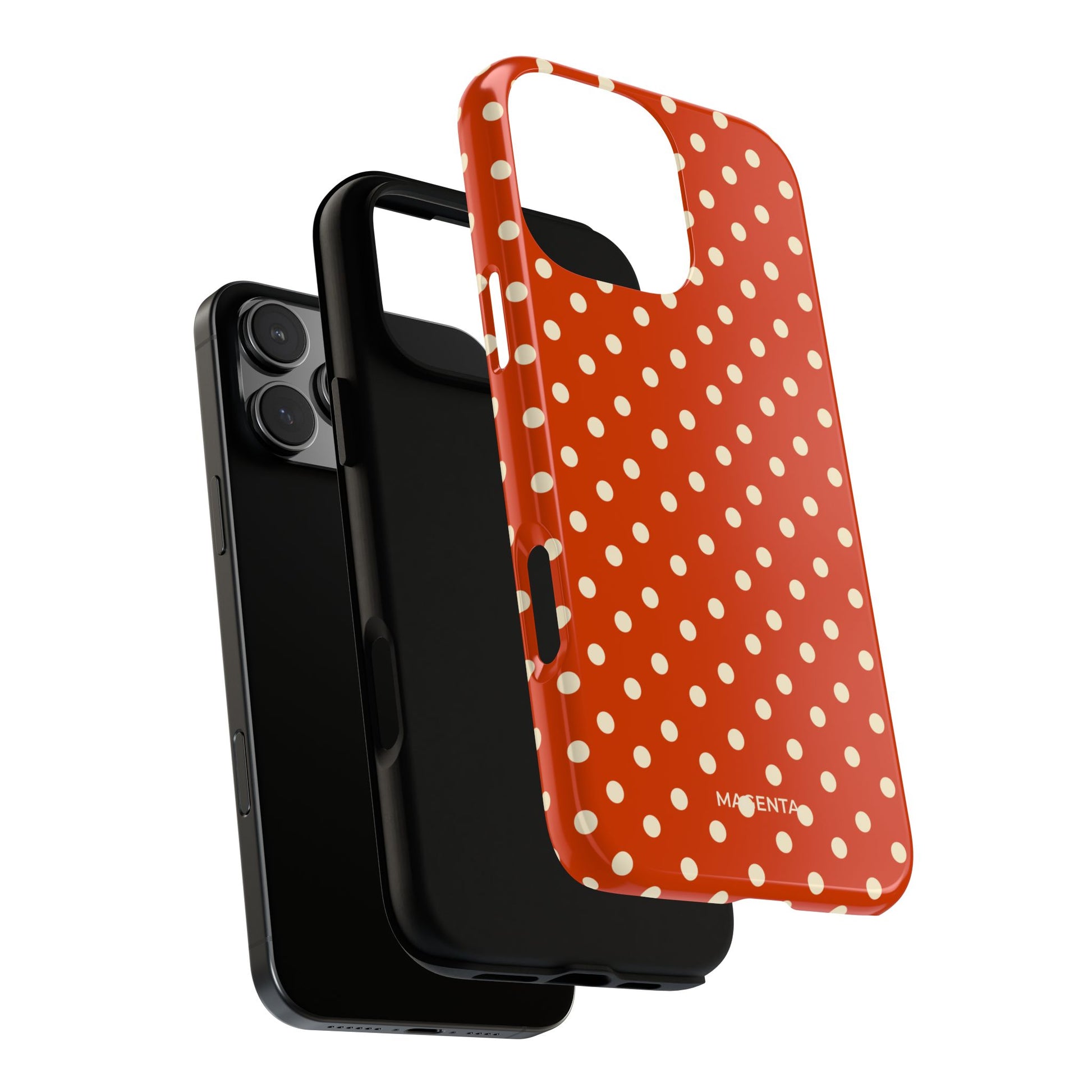 Cream On Dark Orange Red Polka Dot Tough Case