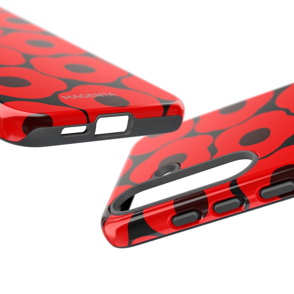 Red Poppy On Black Tough Case