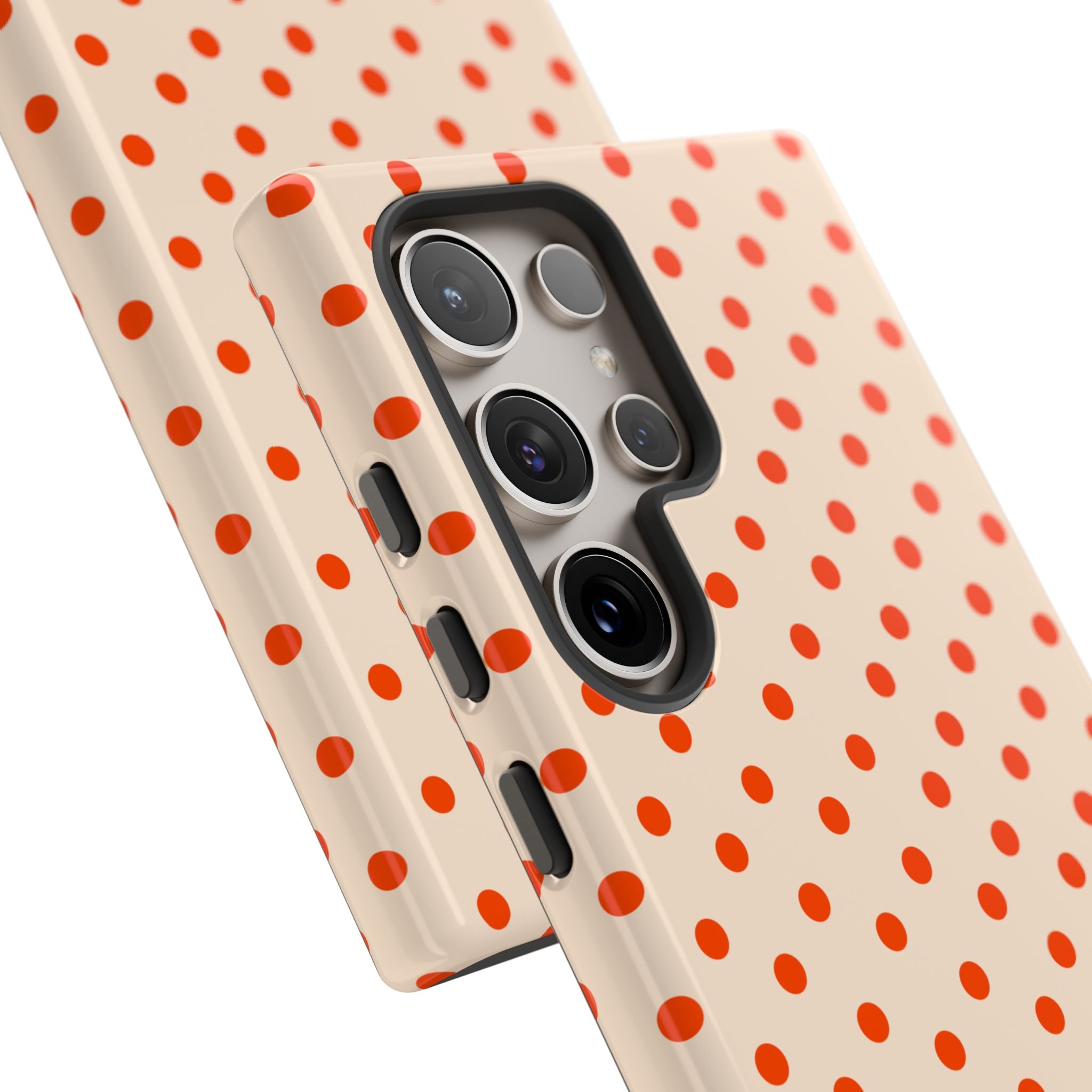 Orange Red On Cream Polka Dot Tough Case