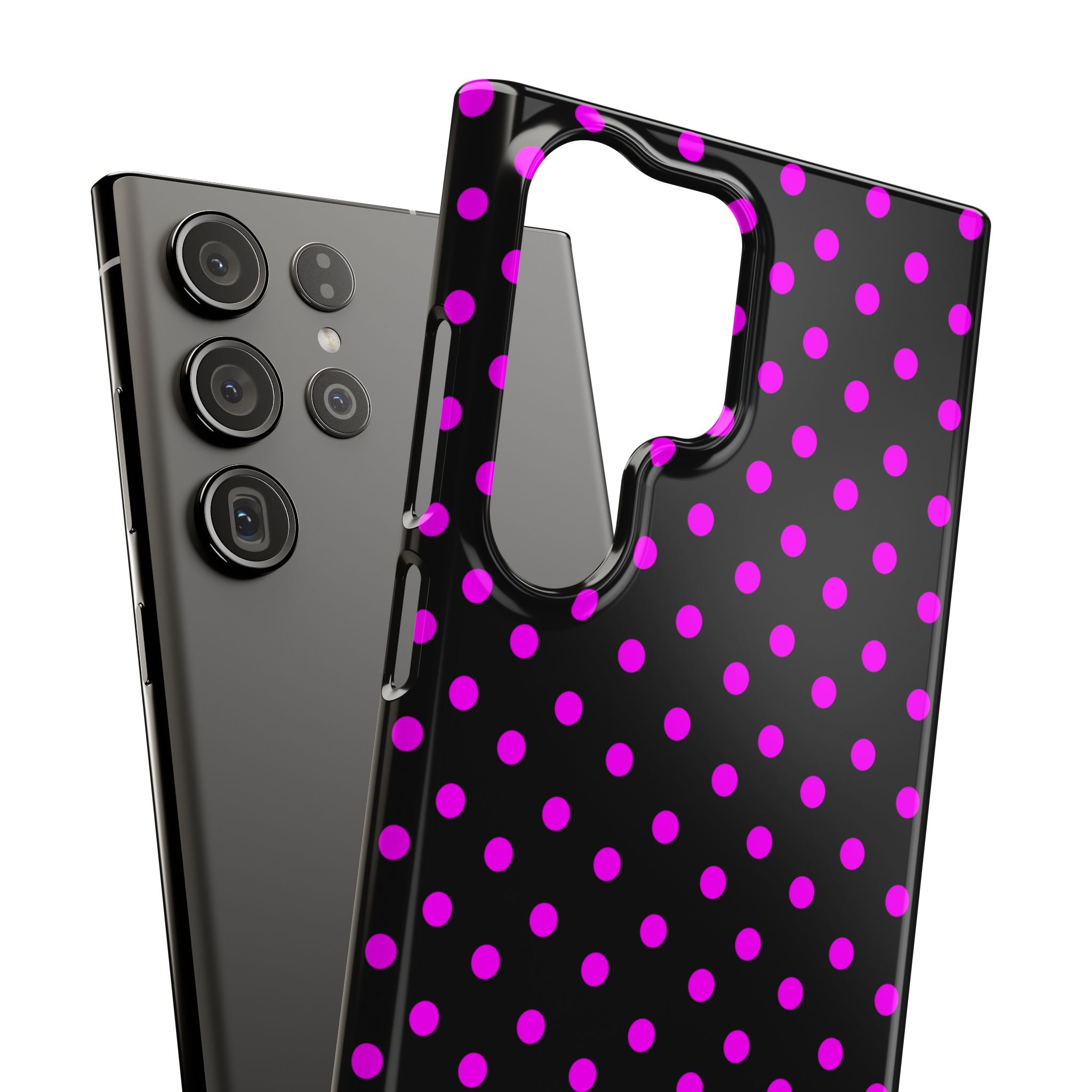 Magenta On Black Polka Dot Snap Case