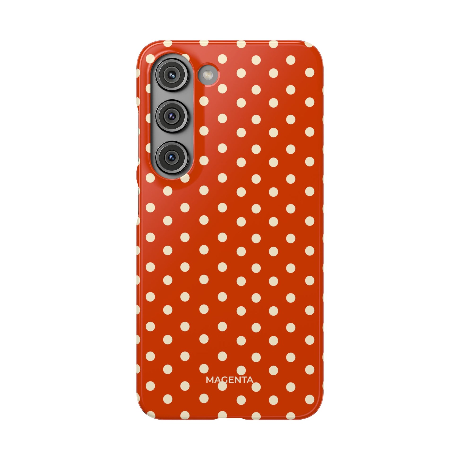 Cream On Dark Orange Red Polka Dot Snap Case