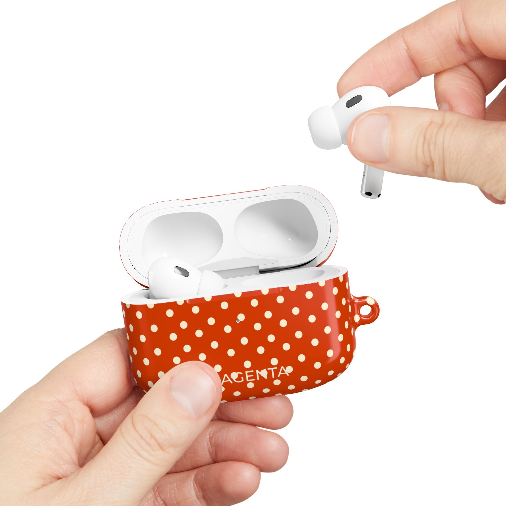 Cream On Dark Orange Red Polka Dots AirPods Pro Gen 1 Case