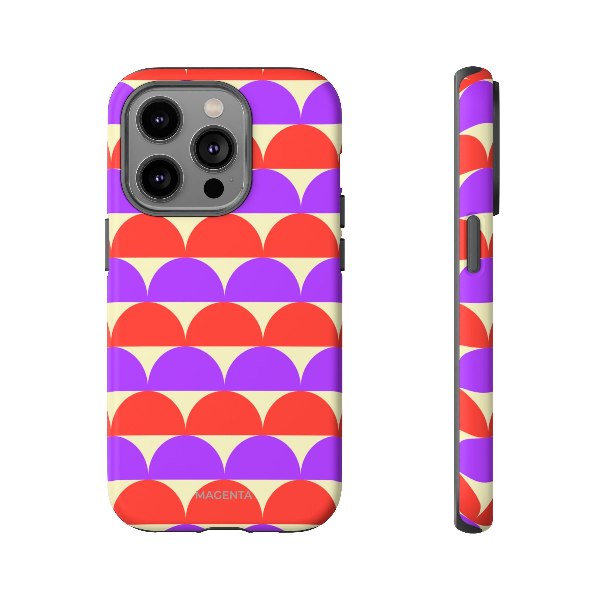 Half-Circles Purple-Red on Cream Tough Case