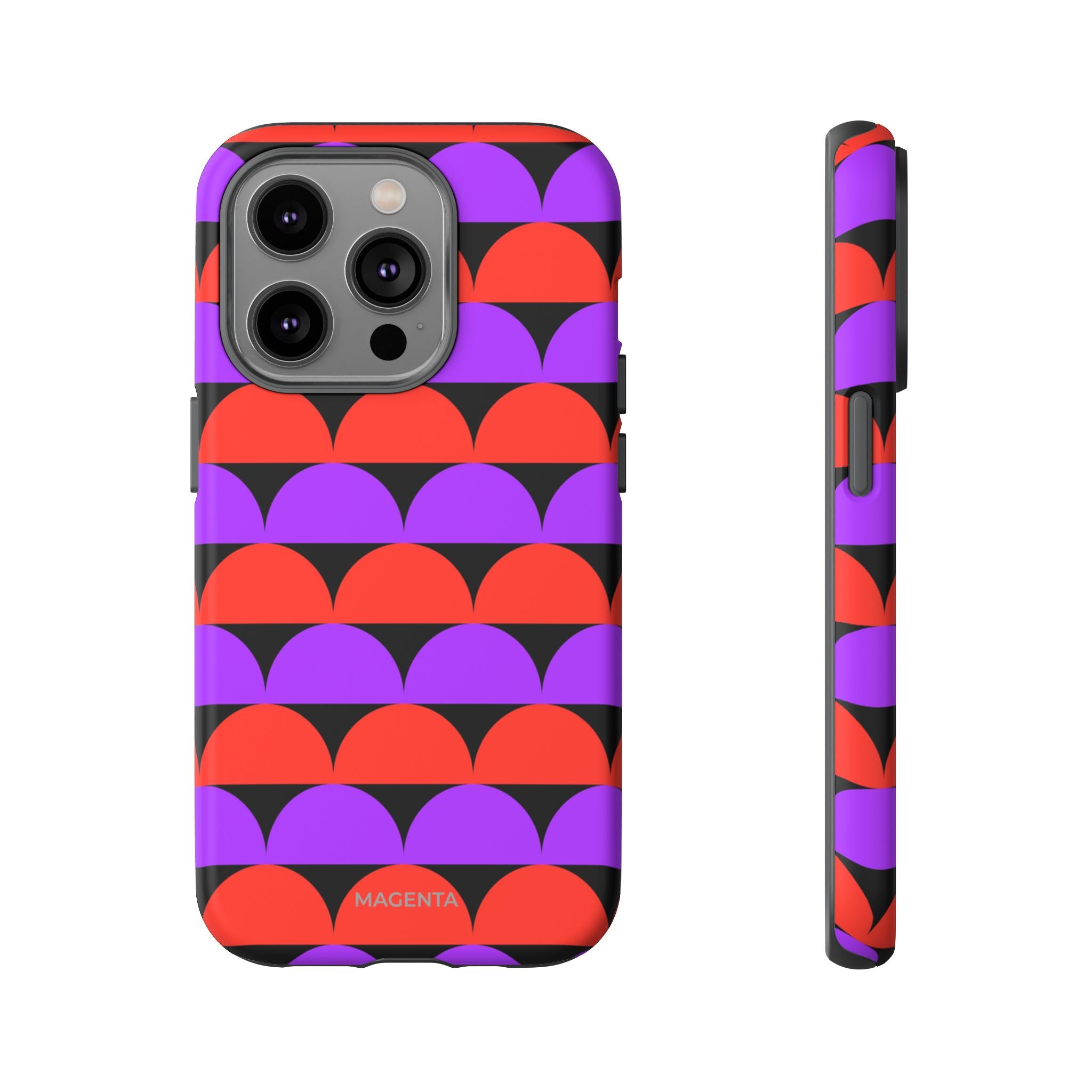 Half-Circles Purple-Red on Black Tough Case