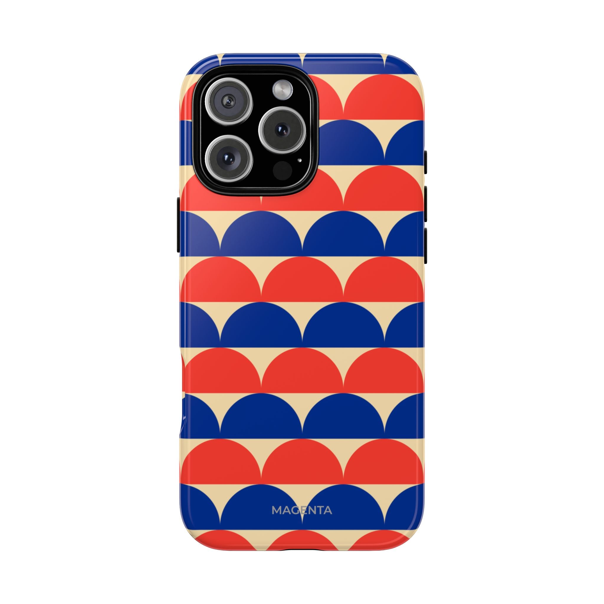 Half-Circles Blue-Red on Cream Tough Case