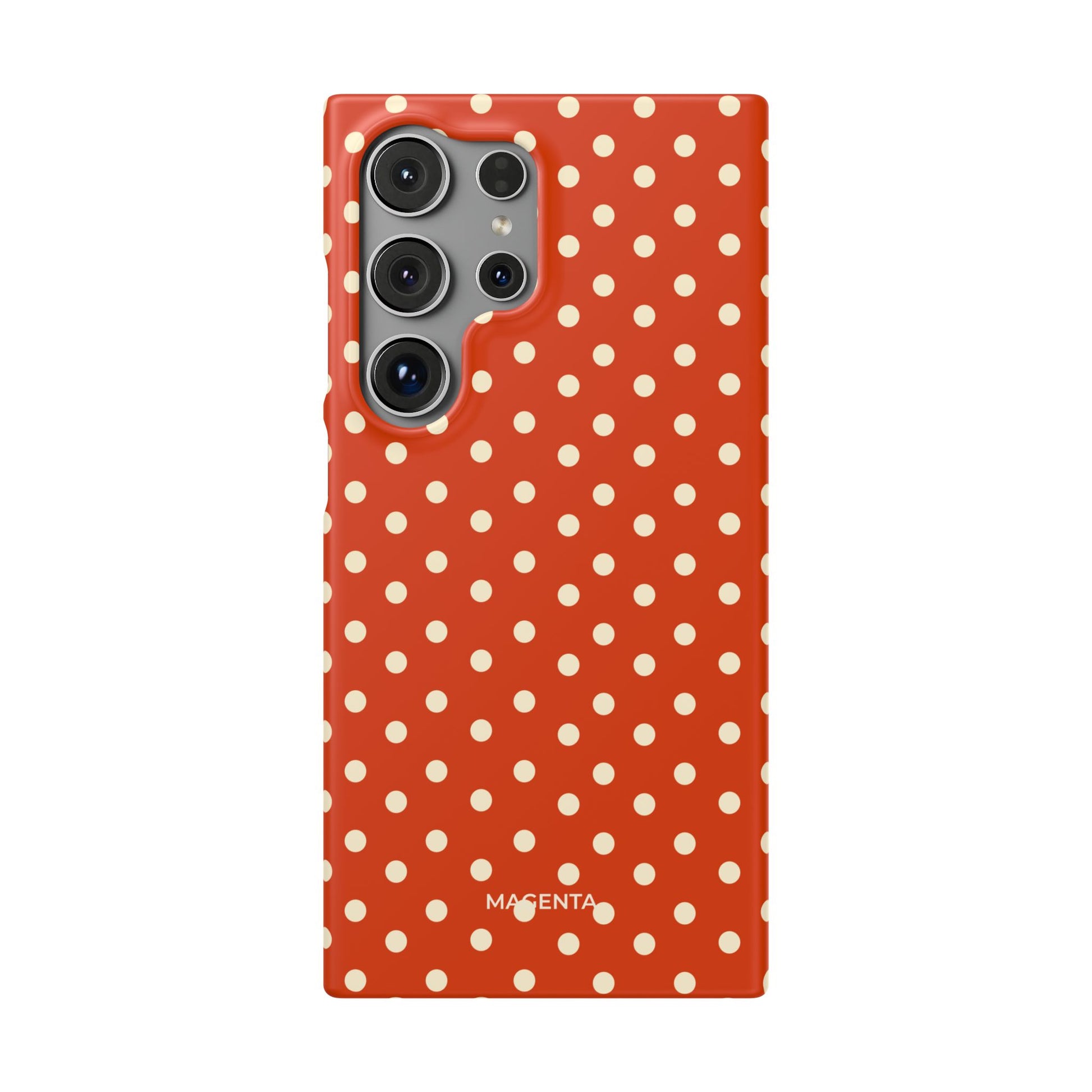 Cream On Dark Orange Red Polka Dot Snap Case
