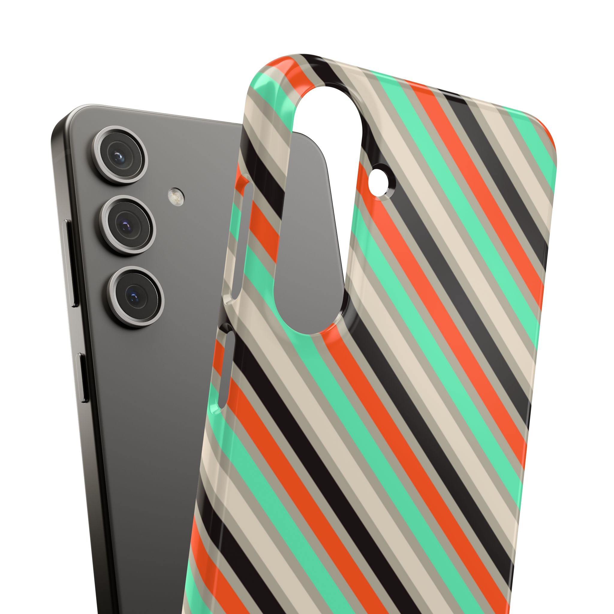 Mint Orange Stripes Snap Case