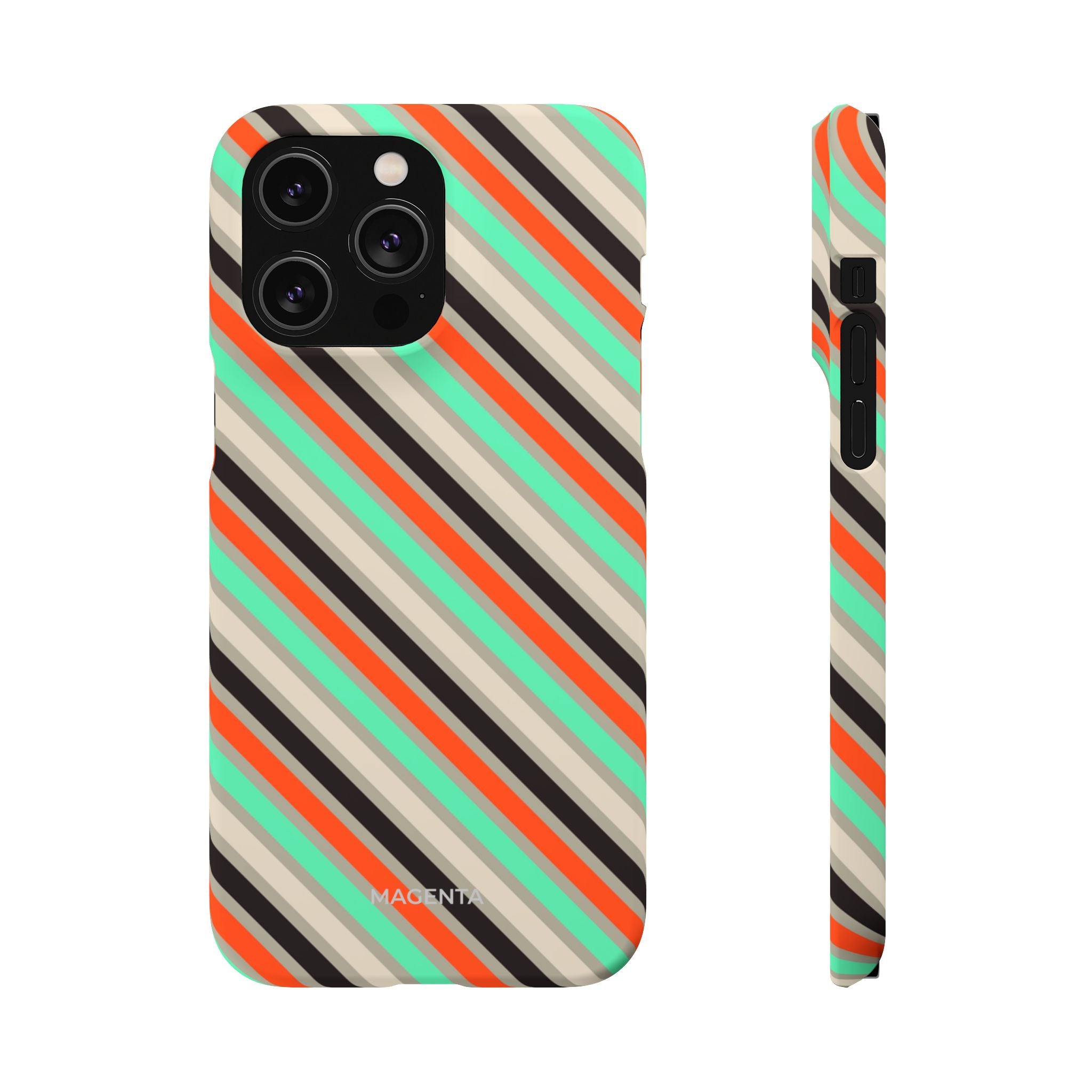 Mint-Coral Stripes Snap Case