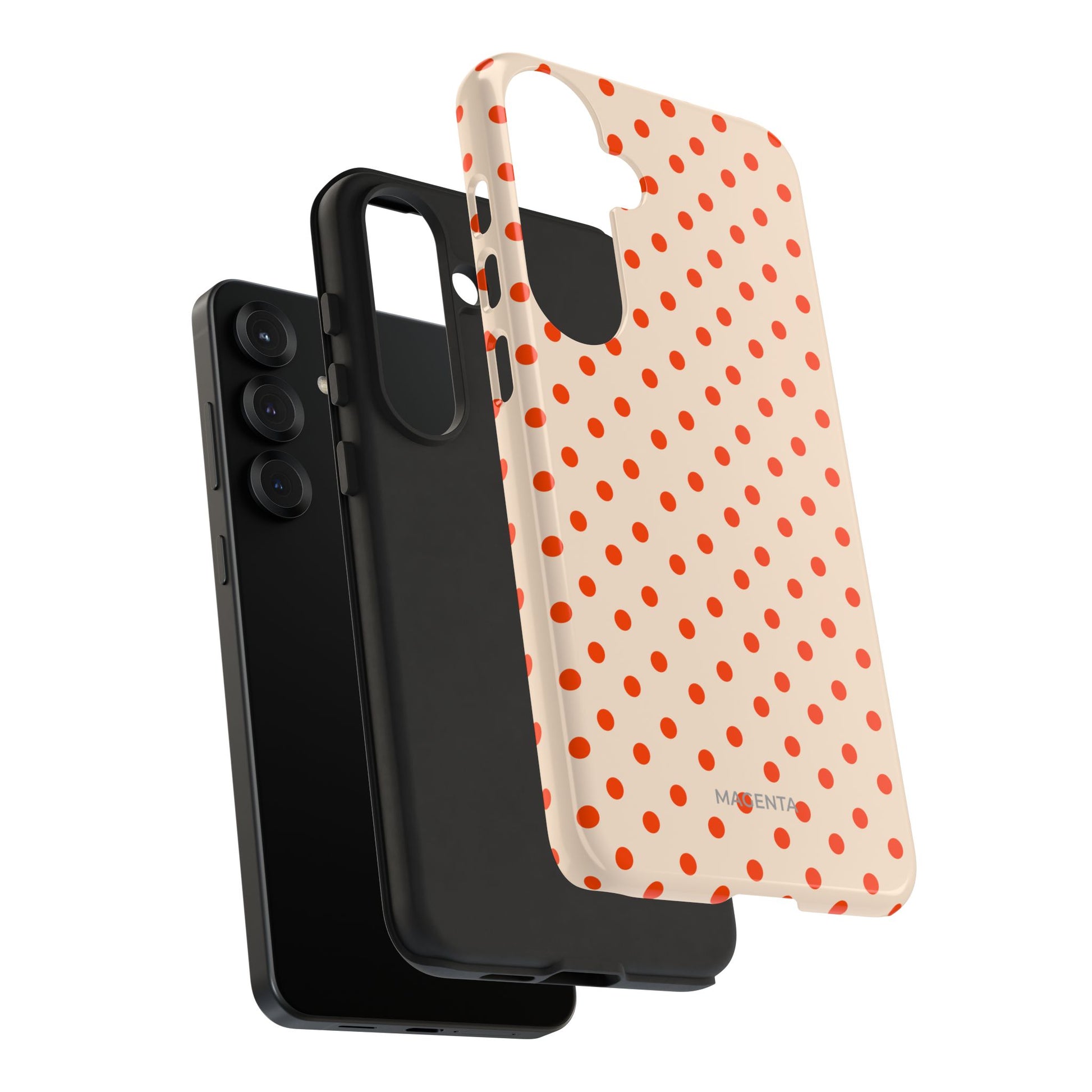 Orange Red On Cream Polka Dot Tough Case