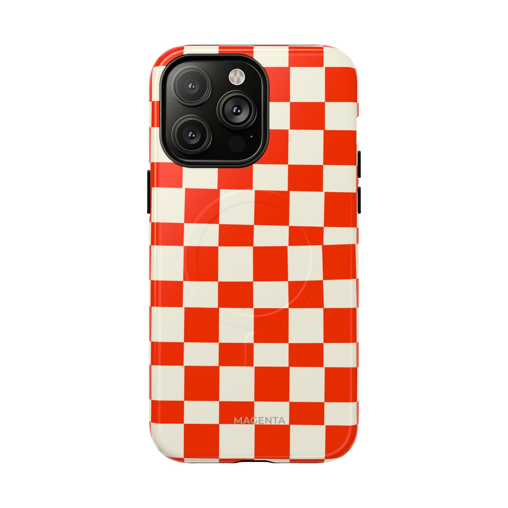 Red & Off White Check Tough Magnetic Case