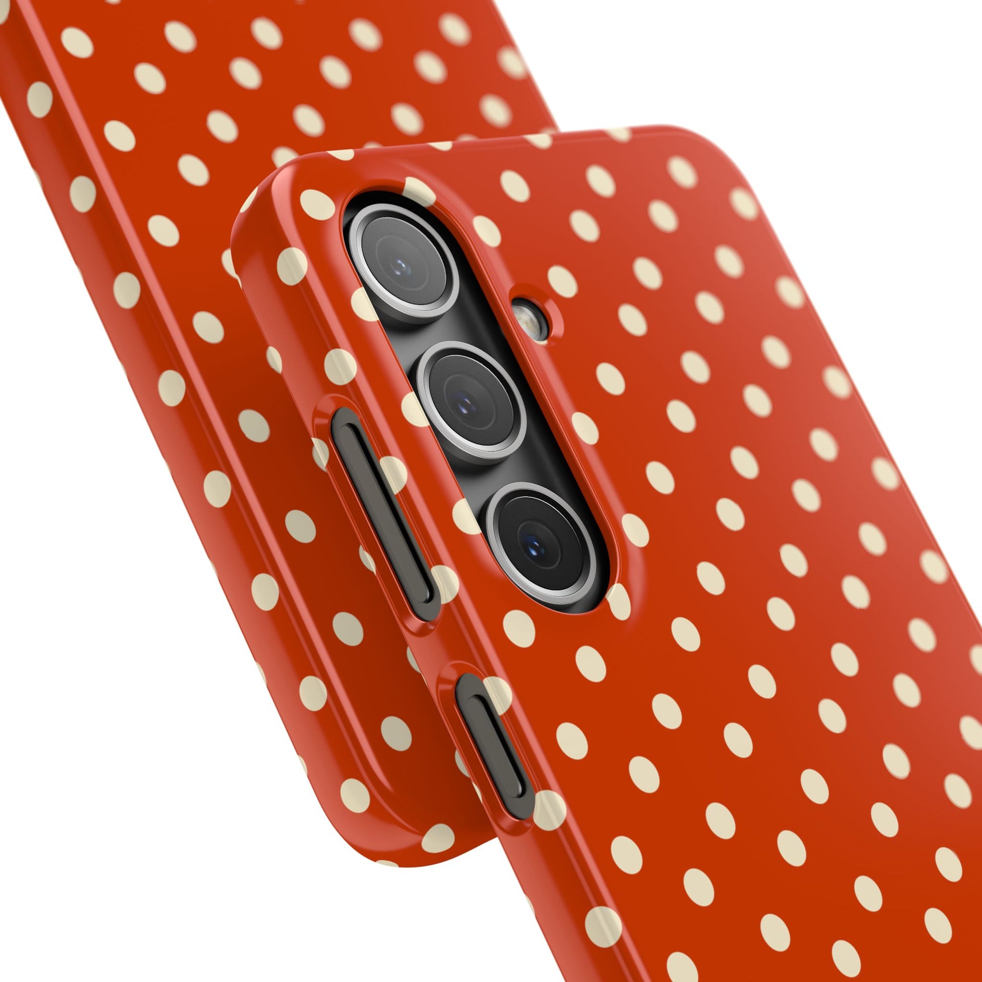 Cream On Dark Orange Red Polka Dot Snap Case