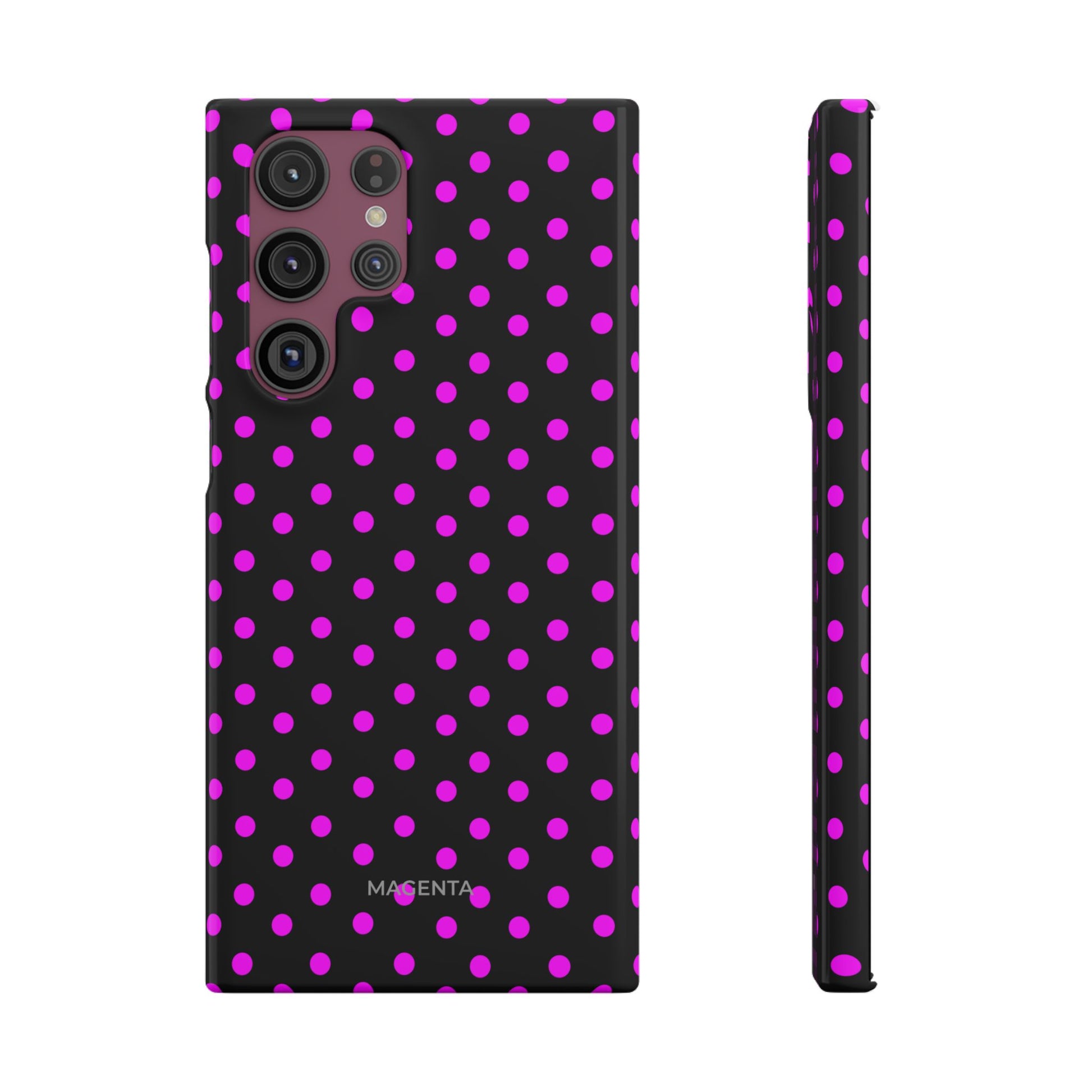 Magenta On Black Polka Dot Snap Case