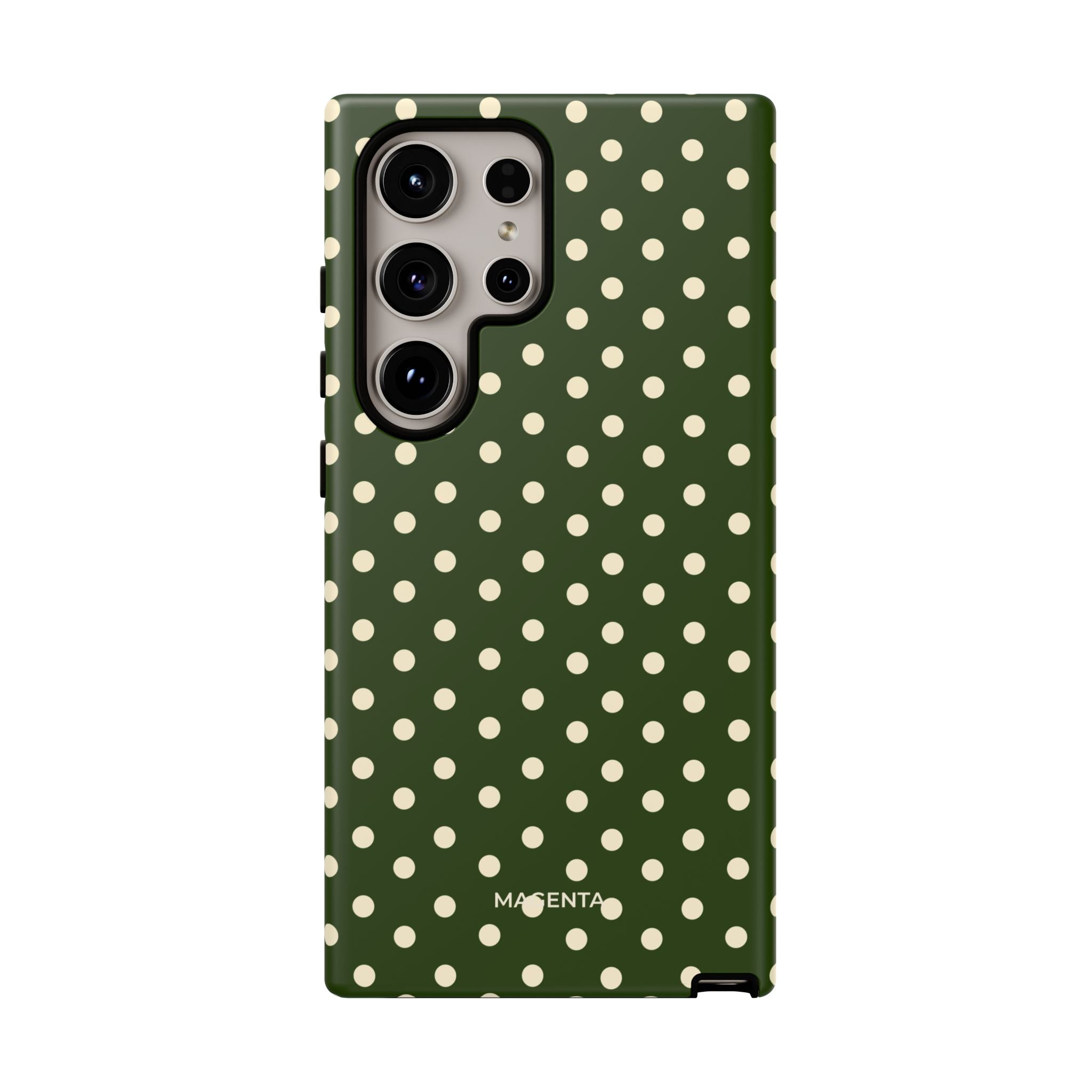 Cream On Dark Olive Polka Dot Tough Case